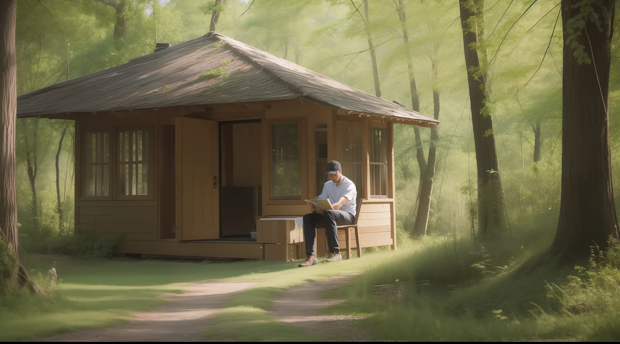 man at peace in nature