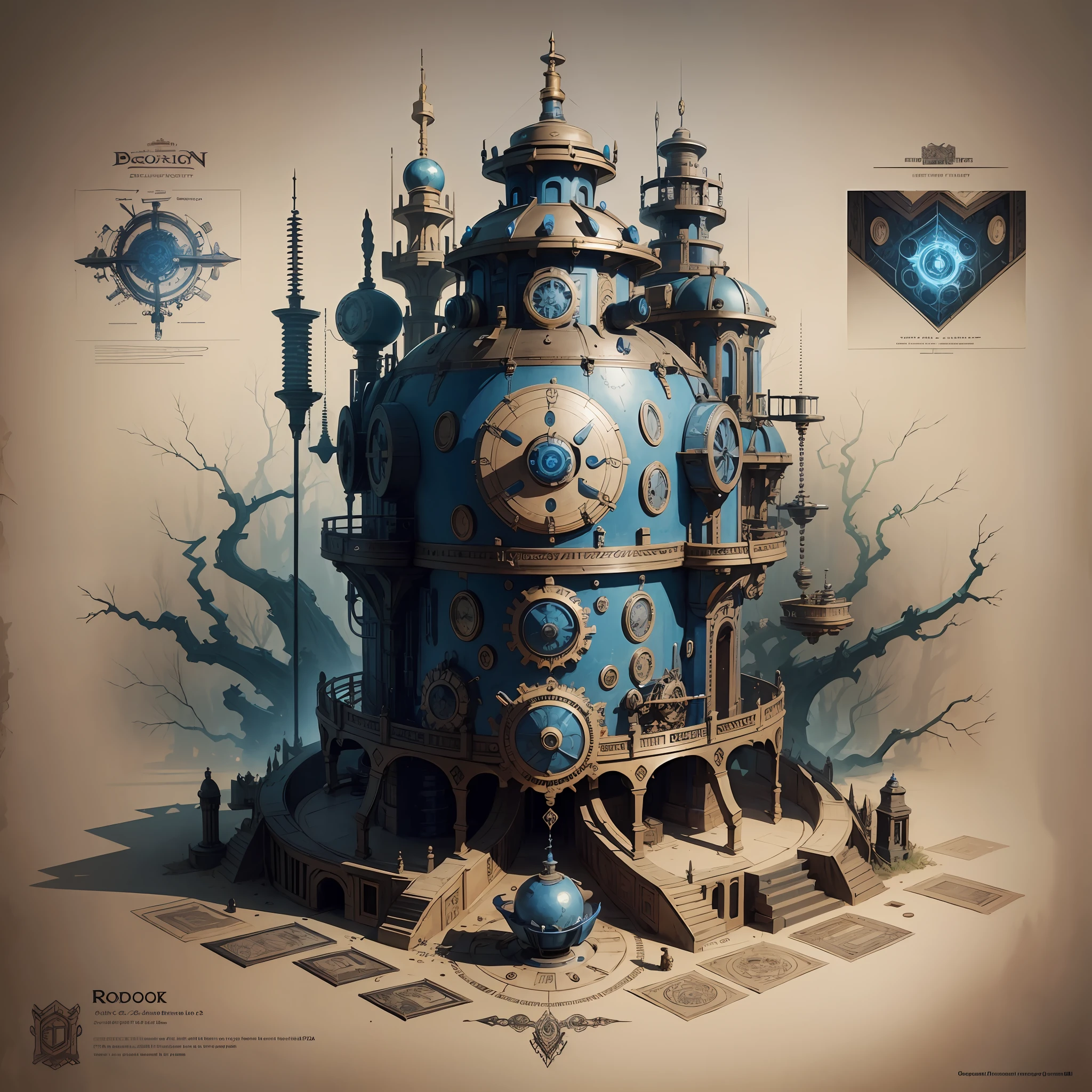 a full page concept designs of an organic robotic device, steampunk blueprint, intricate details, ink on paper, scientific, Highly detailed labeled, poster --auto --s2