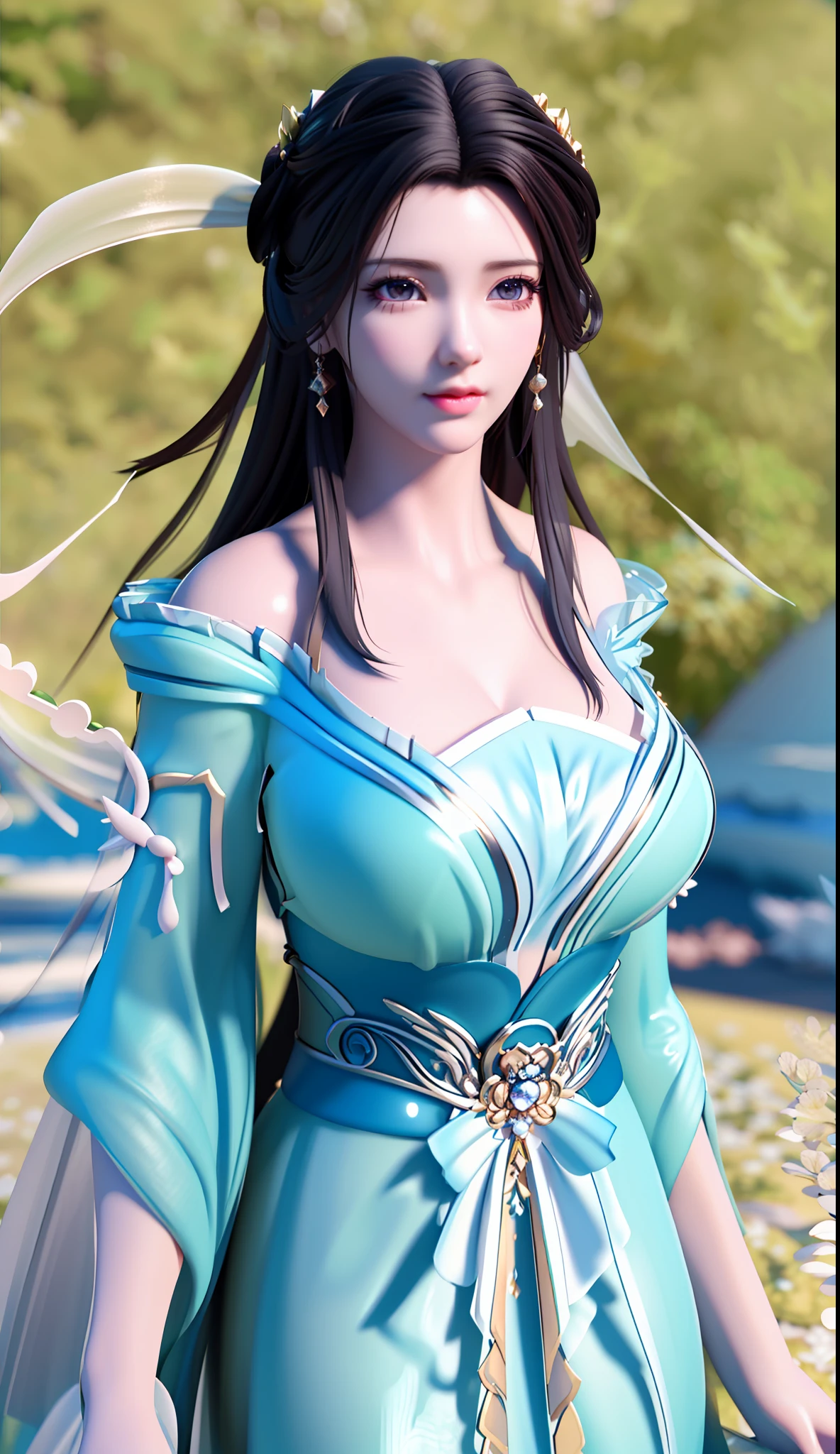 blurred background, highest quality, woman closeup, perfect face, perfect figure, alluring, charming, ultra hd, textured skin, super detail, 8k, super fine,, super big tits, divine milk,, 3dcg, 3d render character 8k, cg fantasy, CGstation, anime, surrealism, semi-nude,, nude,nude photos