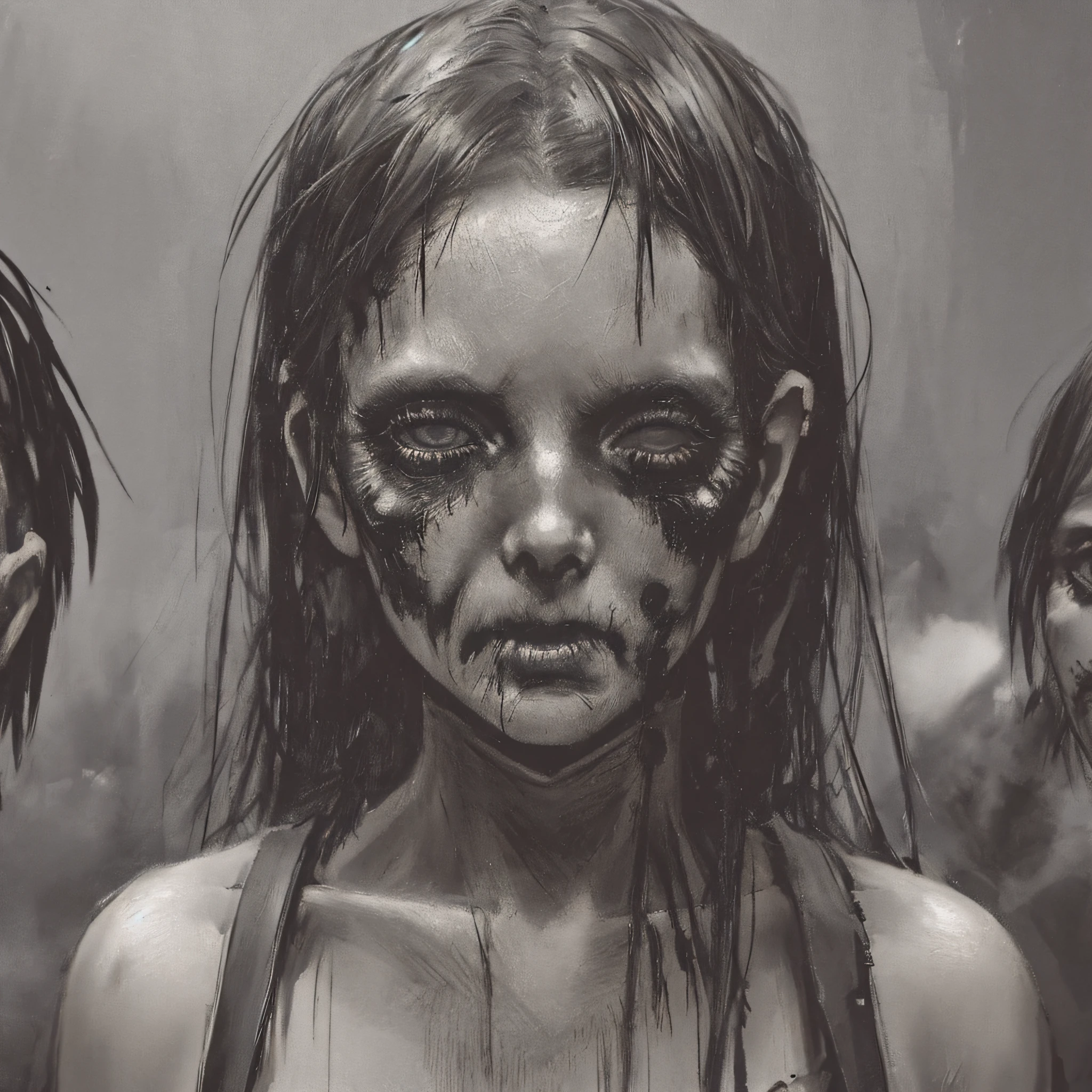 realistic,painting,darkness,crowd zombies,well detailed face,cinematic light --auto --s2