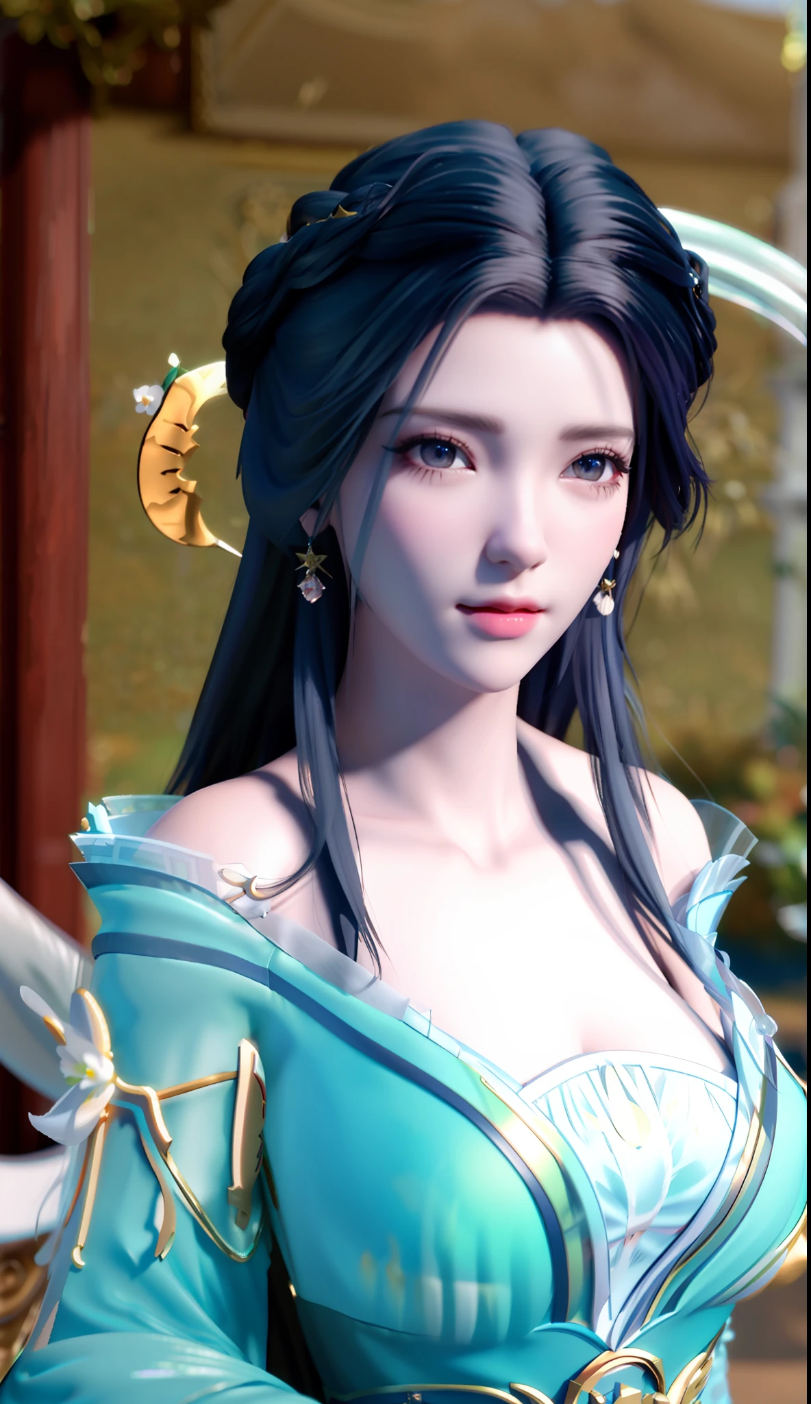 blurred background, highest quality, woman closeup, perfect face, perfect figure, alluring, charming, ultra hd, textured skin, super detail, 8k, super fine,, super big tits, divine milk,, 3dcg, 3d render character 8k, cg fantasy, CGstation, anime, surrealism, semi-nude,, nude, nude, royal sister, milf
