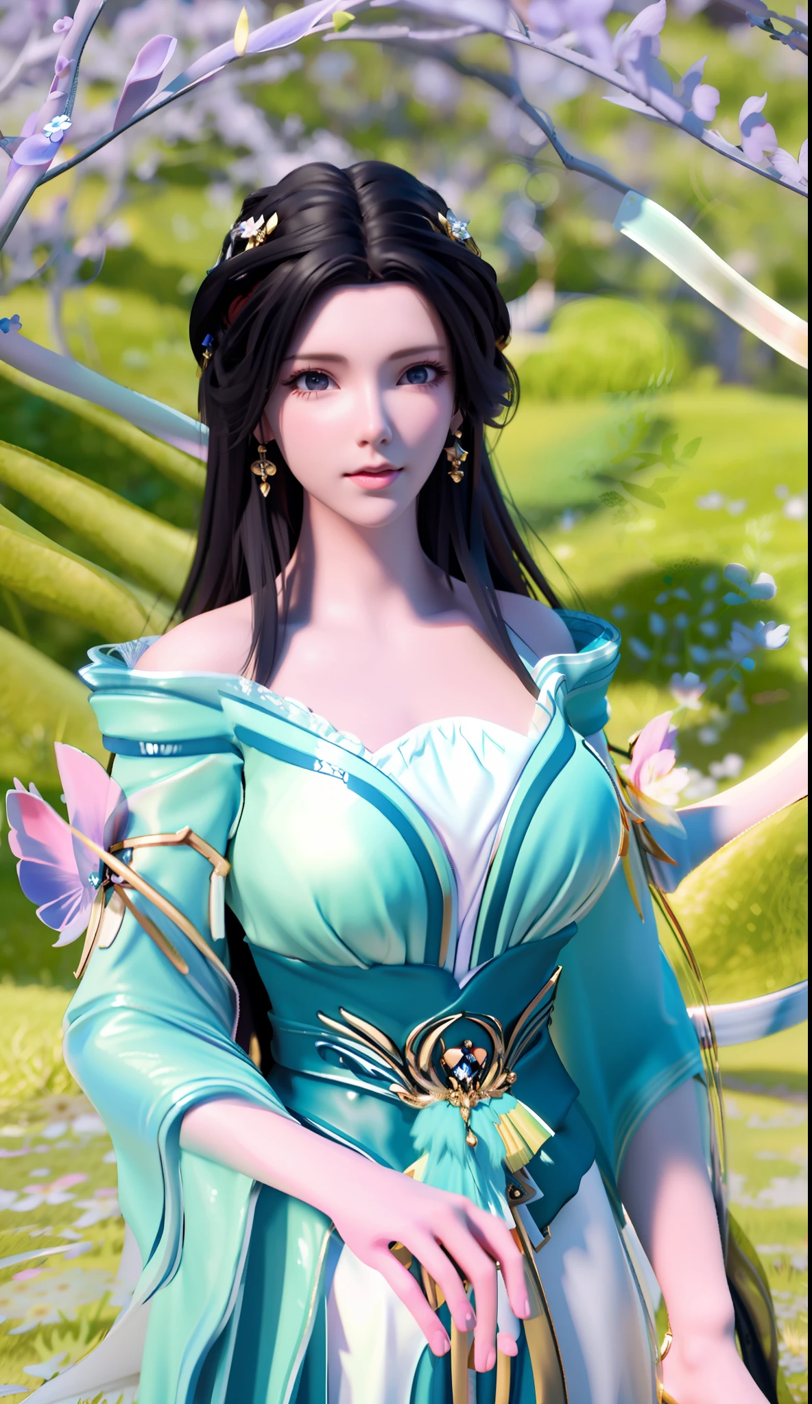 blurred background, highest quality, woman closeup, perfect face, perfect figure, alluring, charming, ultra hd, textured skin, super detail, 8k, super fine,, super big tits, divine milk,, 3dcg, 3d render character 8k, cg fantasy, CGstation, anime, surrealism, semi-nude,, nude, nude, royal sister, milf