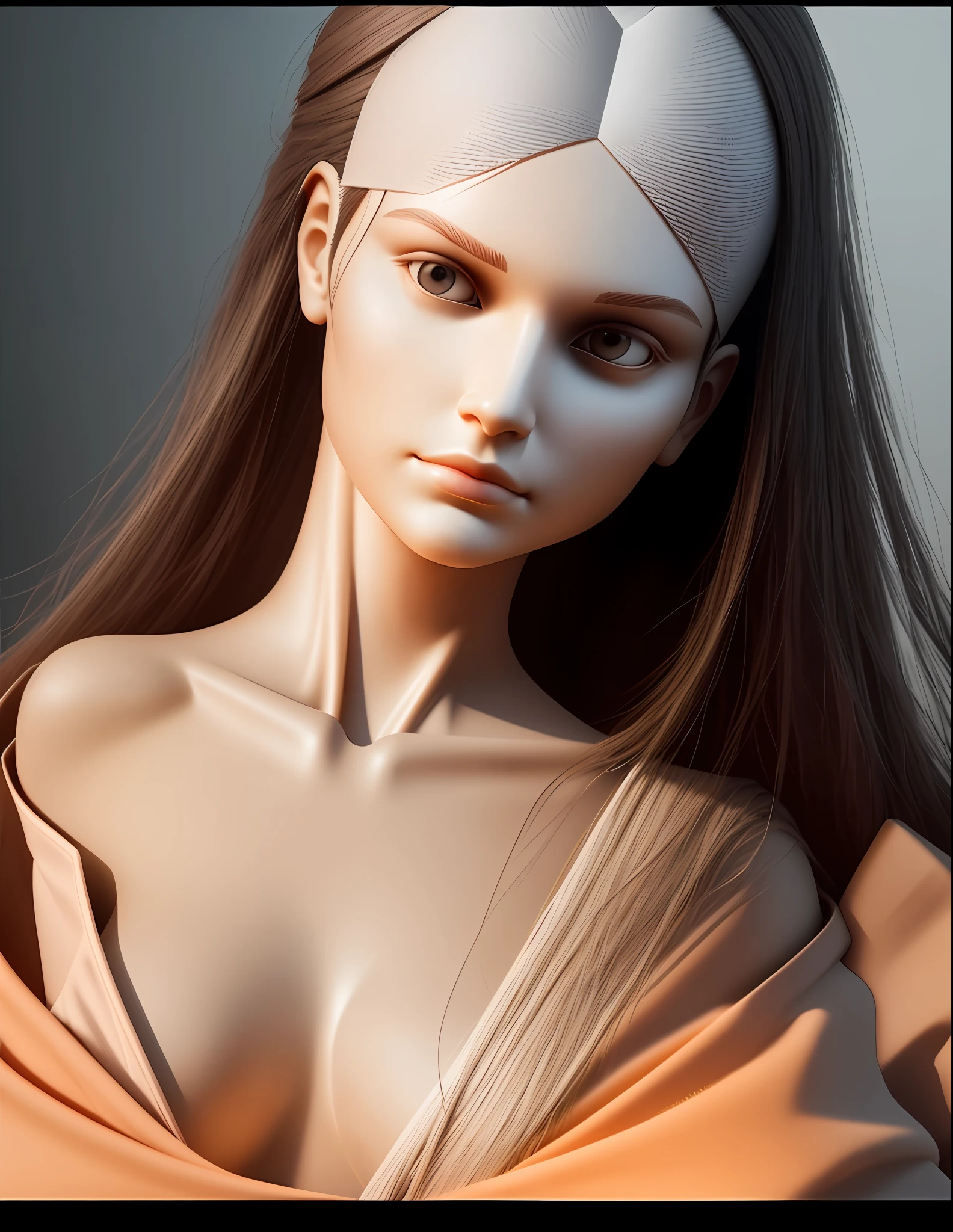 Create a basic 3D mesh, aligned with the head and body of the person in the photo.

Use the photos as a reference to sculpt a detailed 3D version of the person. Right