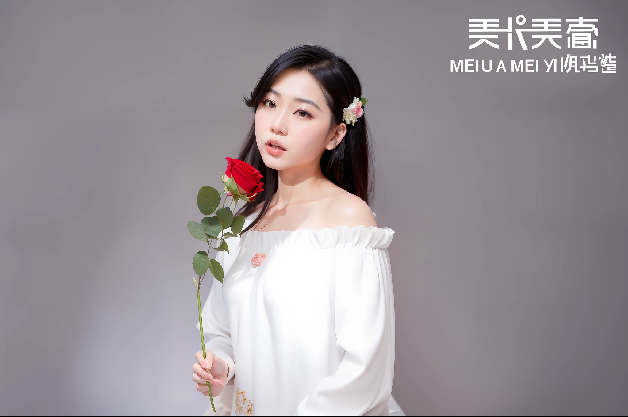 Woman with rose in hand, Lei Min, Zhou Meiling, by Mei Qing, Queen of the Sea Mu Yanling, Zhongyuan Festival, inspired by Mei Qing, Shaxi, Qianye Xiongda, inspired by Wen Jia, inspired by Shao Mi, Tang Mo, portrait images, cartoons