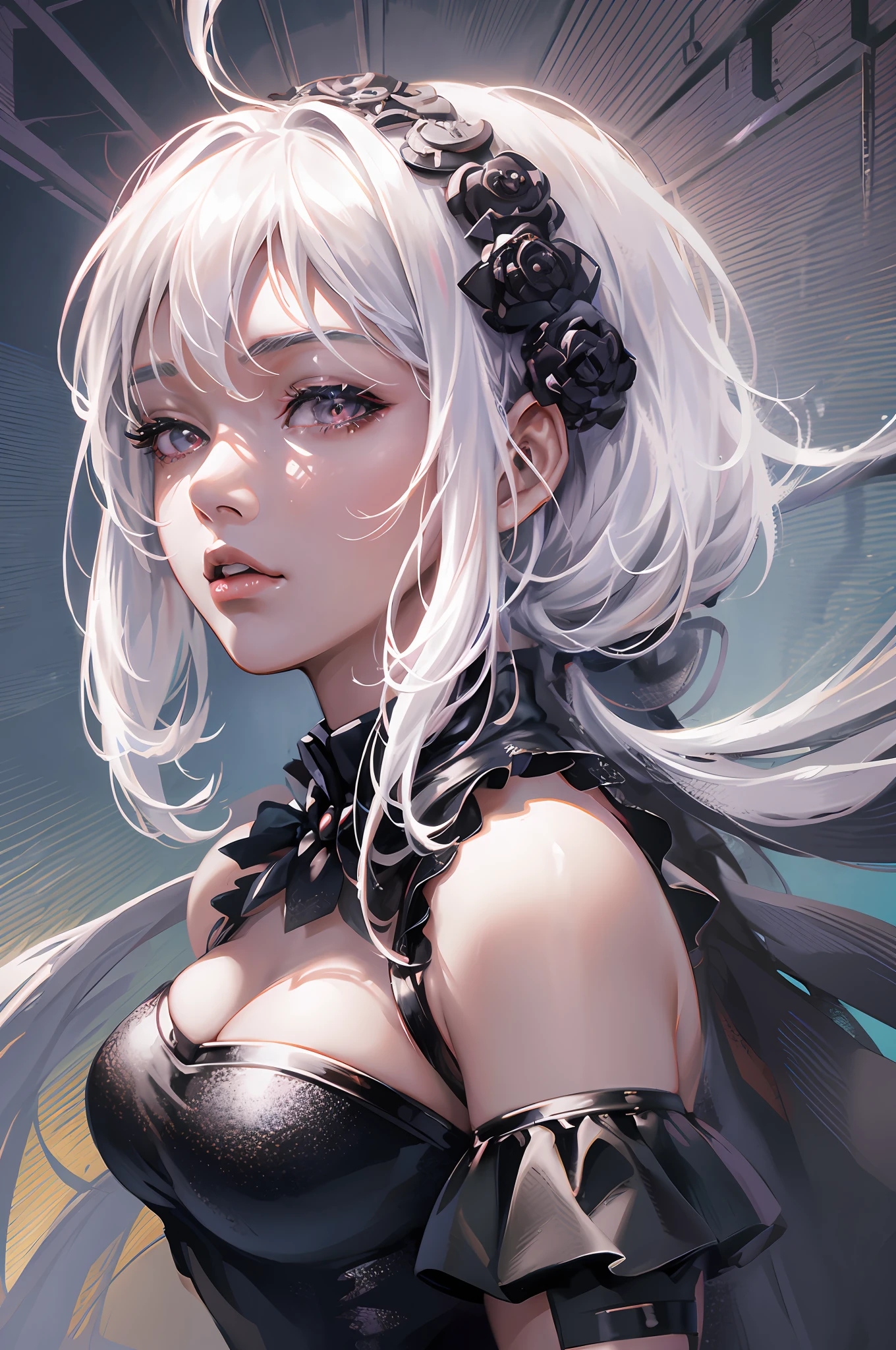 anime - style image of a woman with white hair and a black outfit, best anime 4k konachan wallpaper, 2b, 2 b, detailed digital anime art, 2b nier automata, 8k high quality detailed art, anime art wallpaper 8 k, [ 4 k digital art ]!!, trending on artstation pixiv, digital art on pixiv
