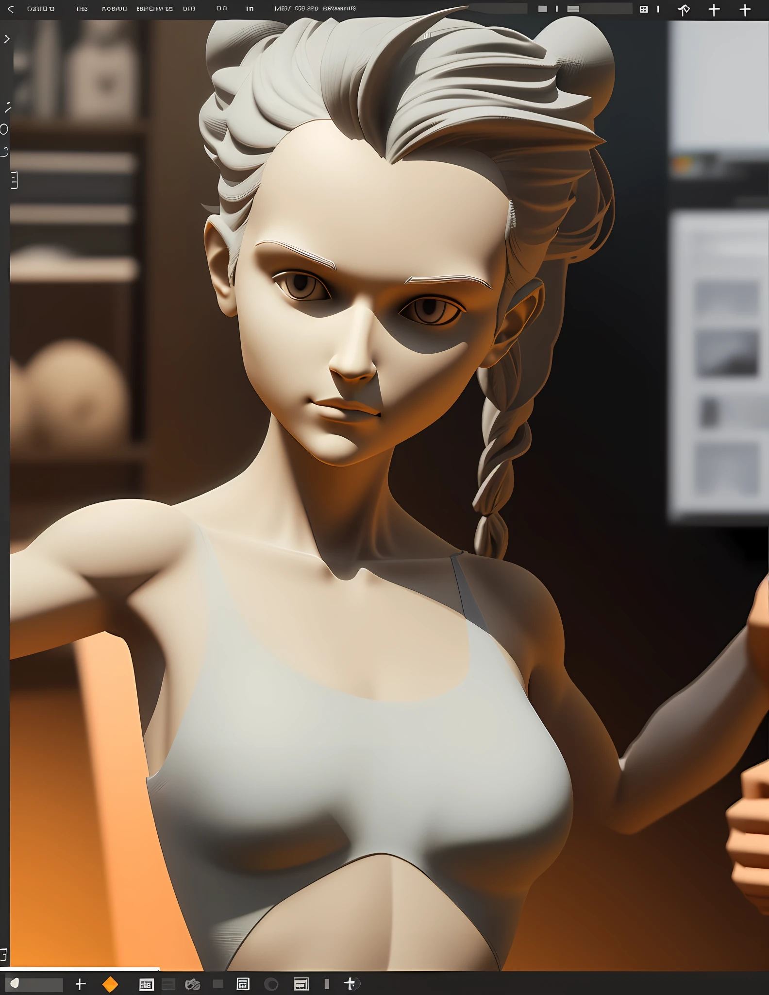 Create a basic 3D mesh, aligned with the head and body of the person in the photo.
Use the photos as a reference to sculpt a detailed 3D version of the person.