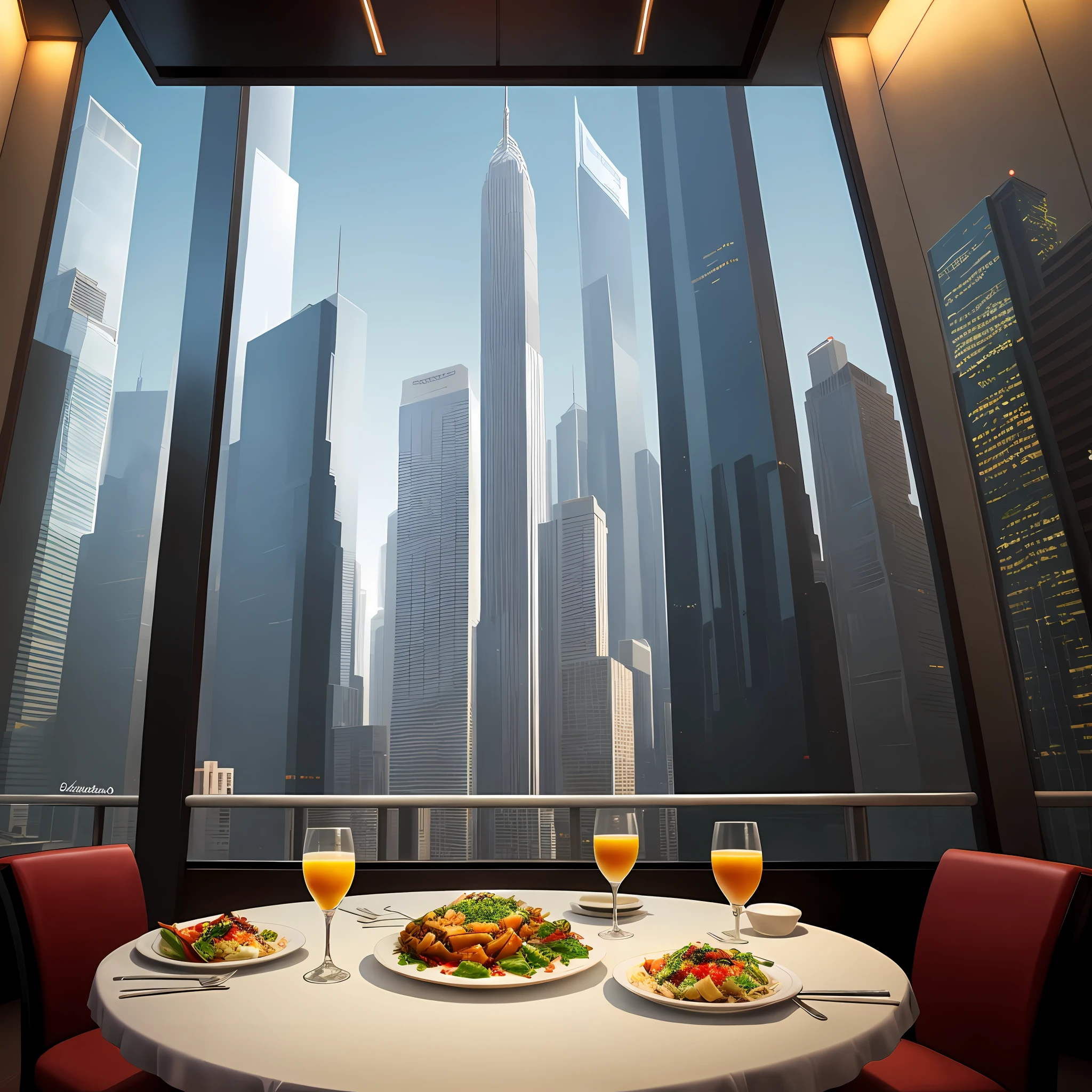 Dining while admiring the skyscrapers Restaurant