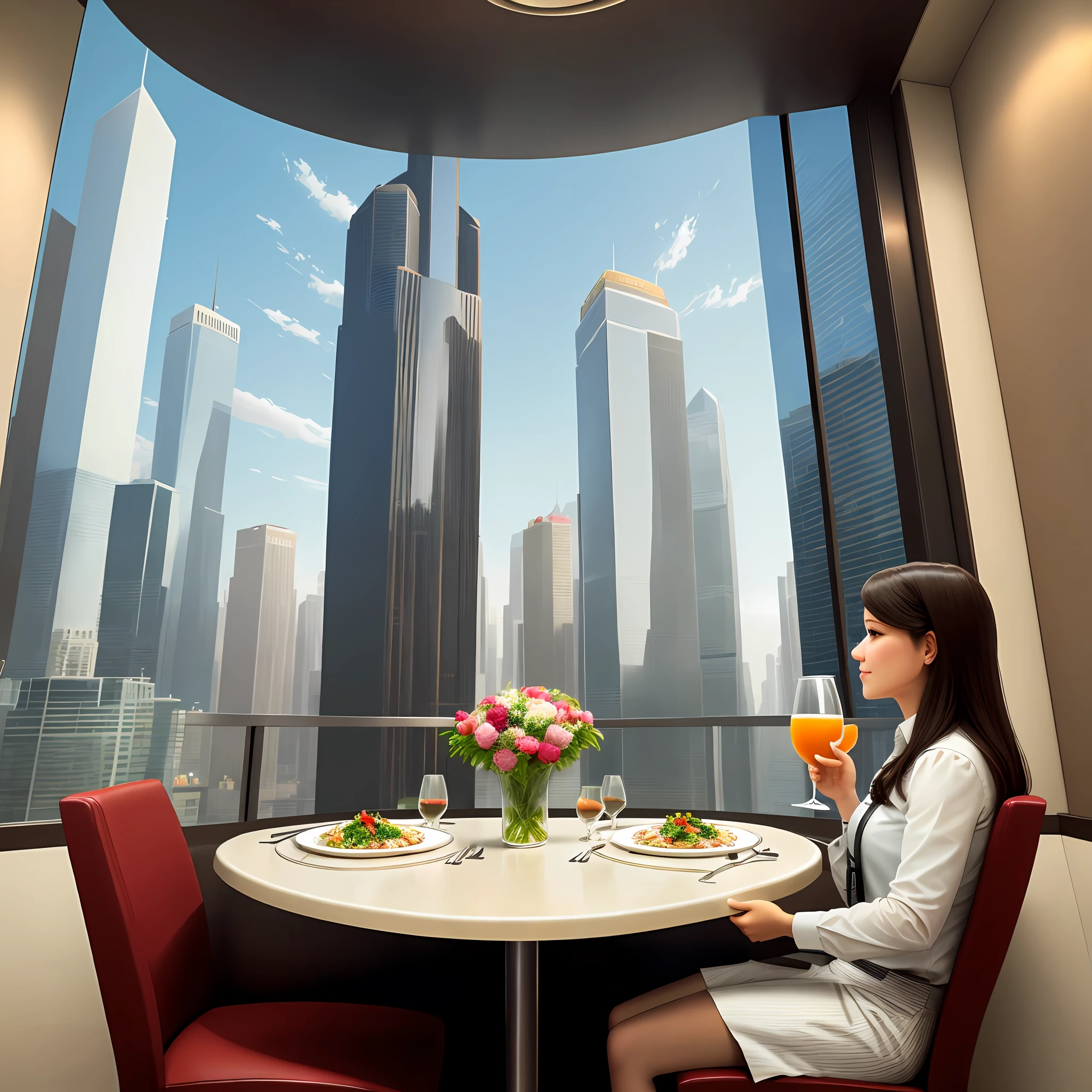 Dining while admiring the skyscrapers Restaurant