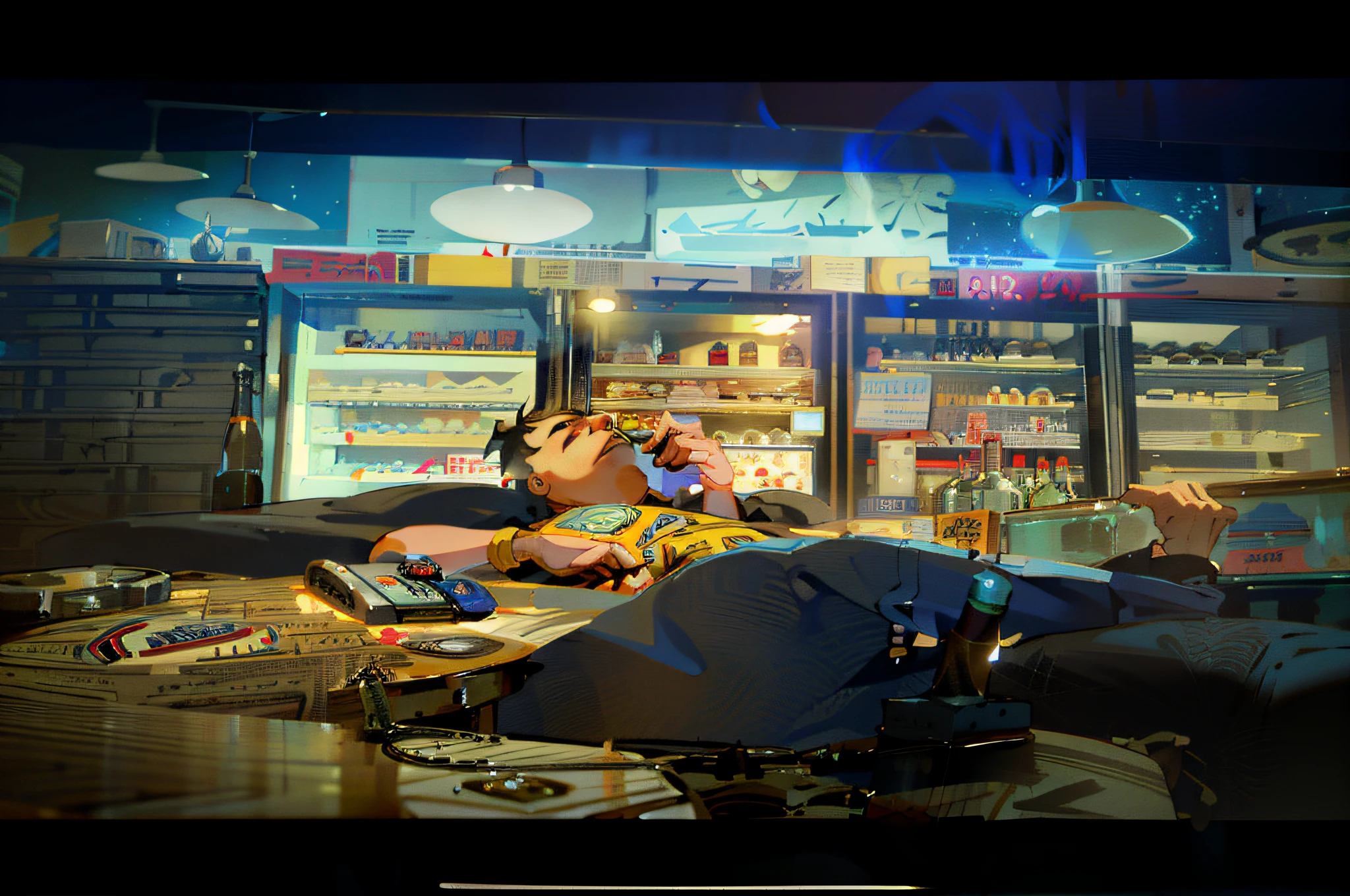 arafed man sitting in a chair looking at his cell phone, bottles of alcohol next to him, # oc, #oc, artist unknown, captured on iphone, 🕹️ 😎 🚬, busy night, holding beer bottles, f / 1. 9 6. 8 1 mm iso 4 0, in a bar, drink, inspired by Liam Wong