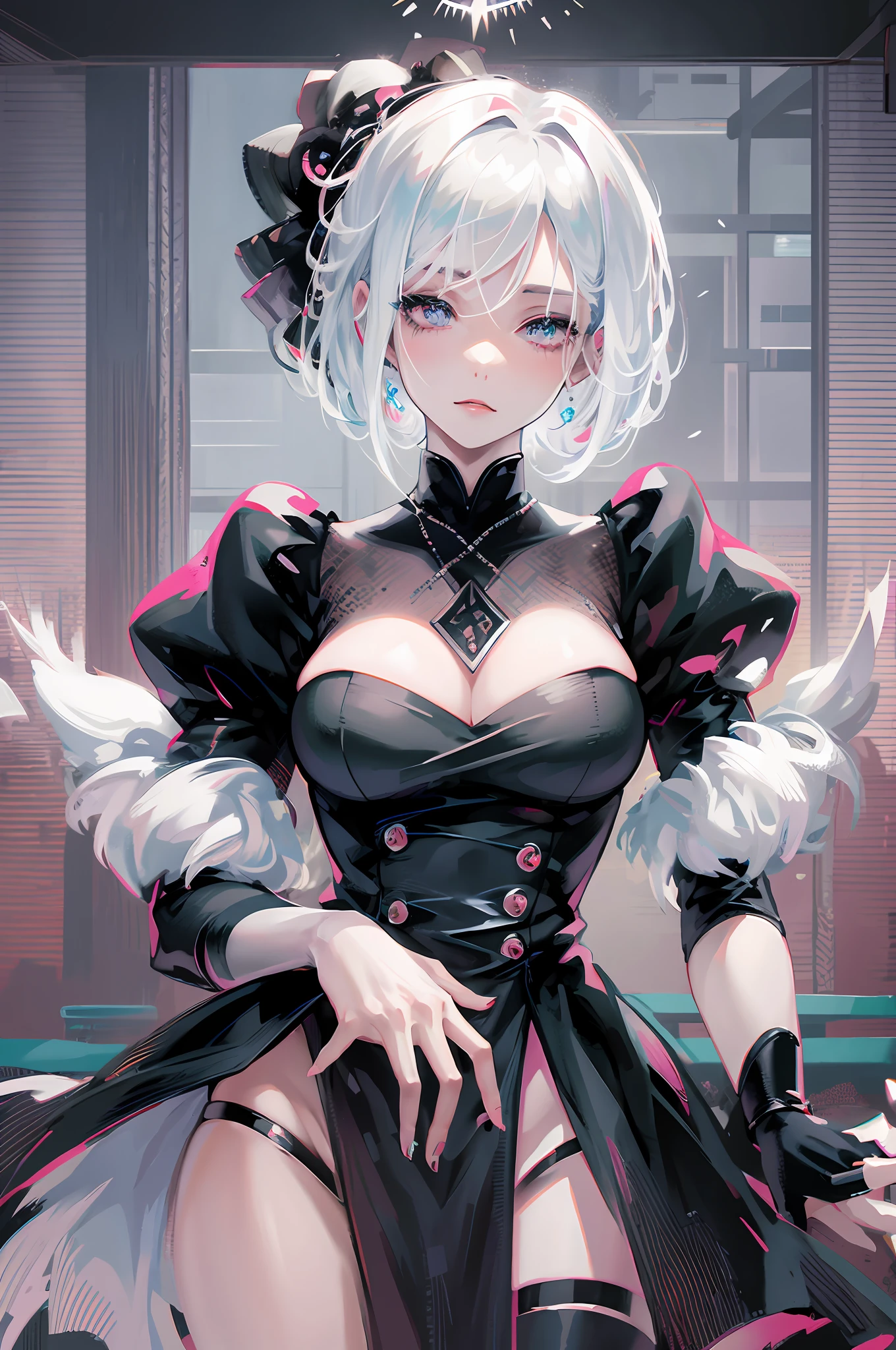 anime - style image of a woman with white hair and a black outfit, best anime 4k konachan wallpaper, 2b, 2 b, detailed digital anime art, 2b nier automata, 8k high quality detailed art, anime art wallpaper 8 k, [ 4 k digital art ]!!, trending on artstation pixiv, digital art on pixiv