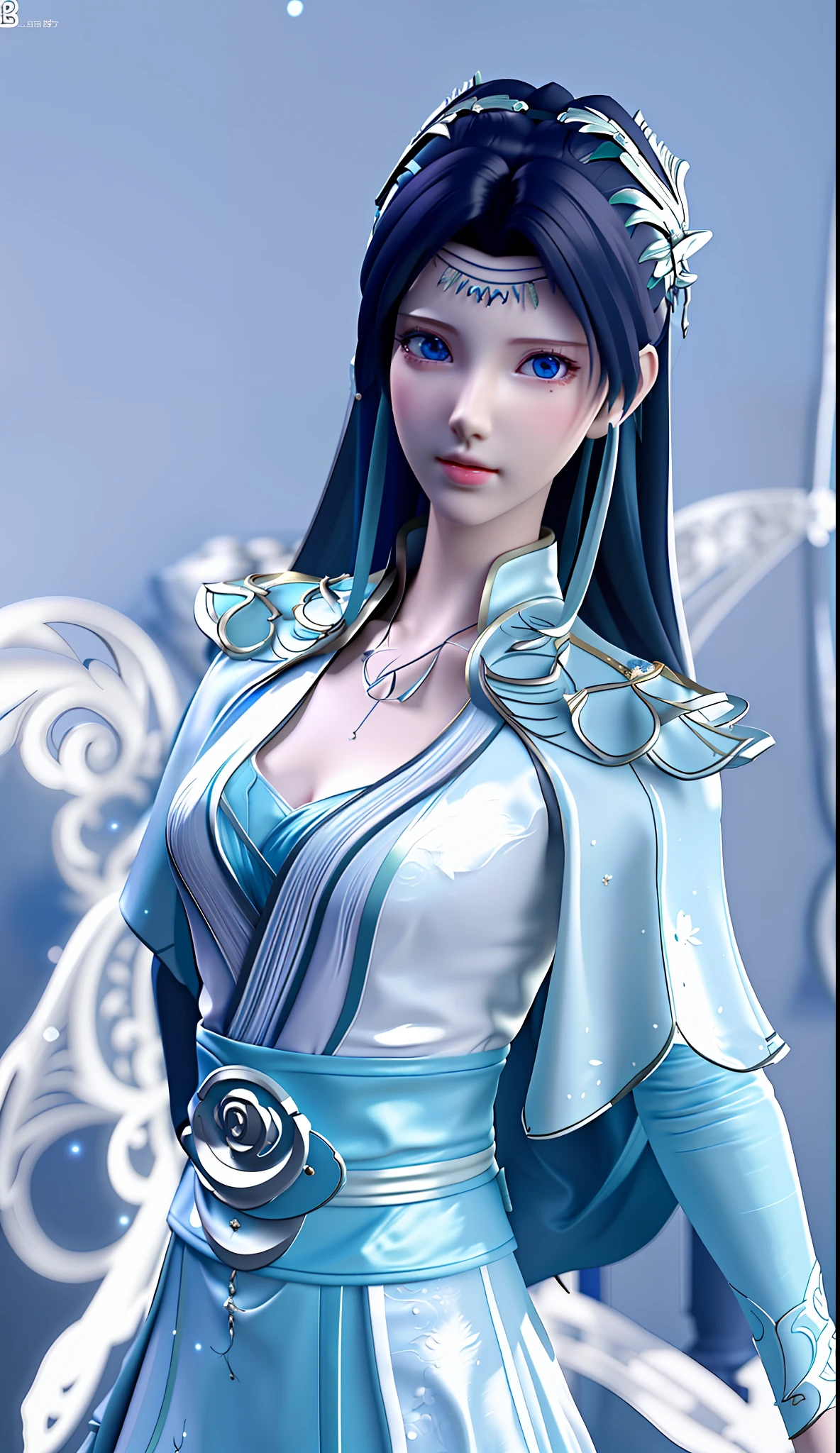 Best quality, masterpiece, extremely delicate beauty, very detailed, CG, 8k wallpaper, beautiful detailed girl, (very detailed face), beautiful detail eyes,
1 girl, white background, blurred background, (waist apron: 1.3), 3D anime, movie CG, 3D anime CG, rendered character 8K,