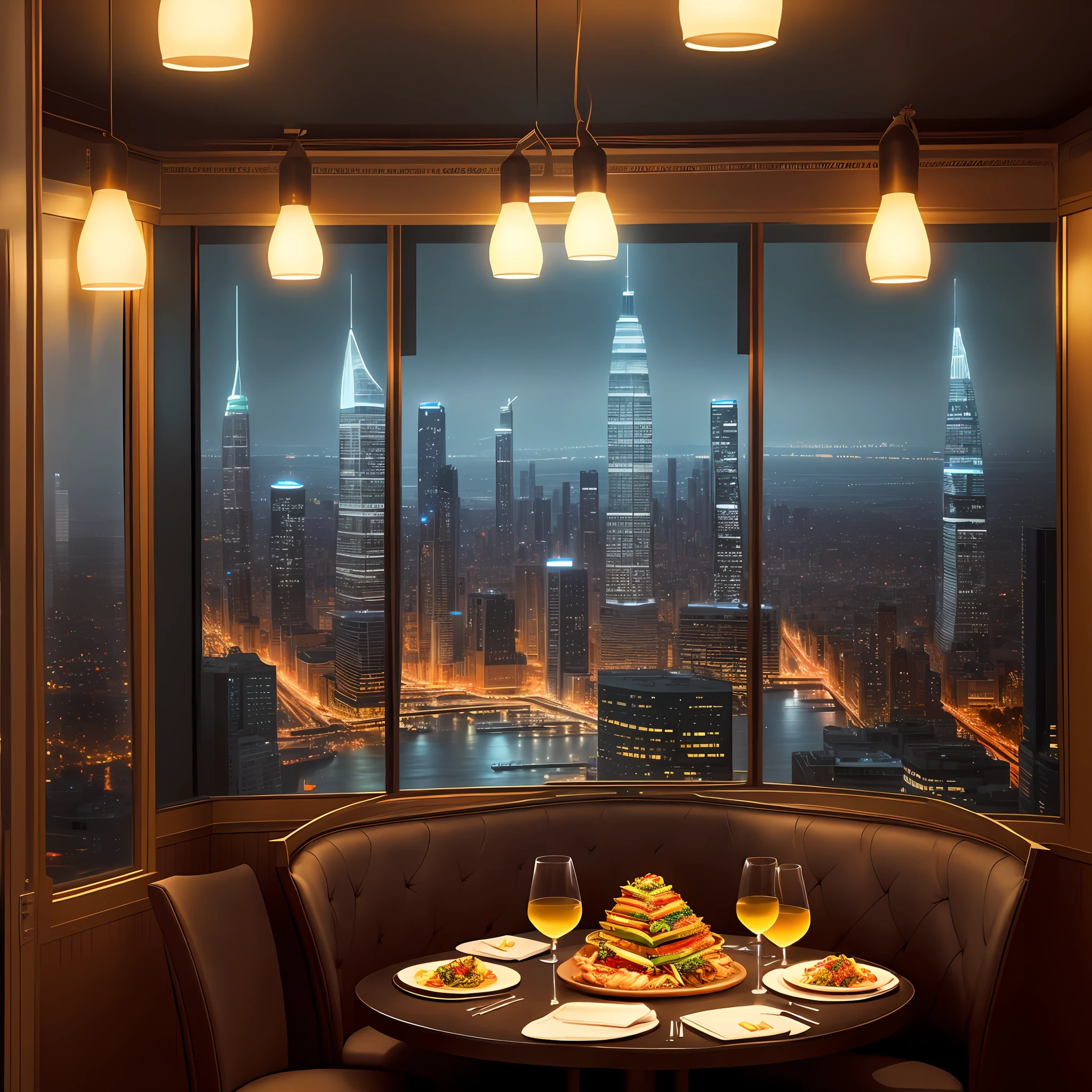 Night View Dinner Luxury Neon Top Quality Masterpiece Dinner Big City