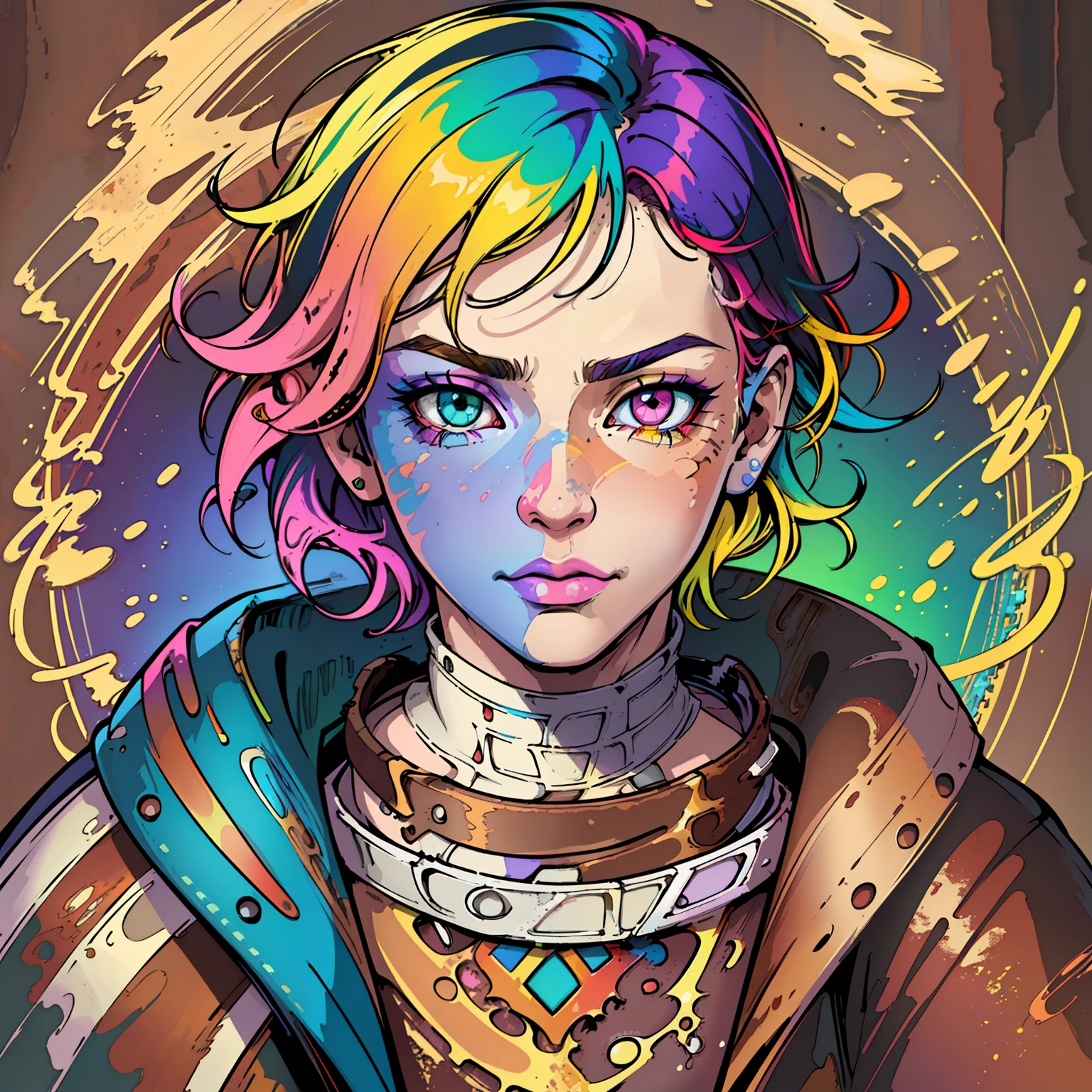 (digital art), (pop art), (phenomenal art), (gorgeous desinger+extreme quality:1.4), (HDR+), light painting, vibrant colors, masterpiece art, a boy with multicolored eyes, with different colors, both with vibrant colors, different, heterochromia, highlighted eyes, different colors, (Wlop's rustic art scene background:1.5)