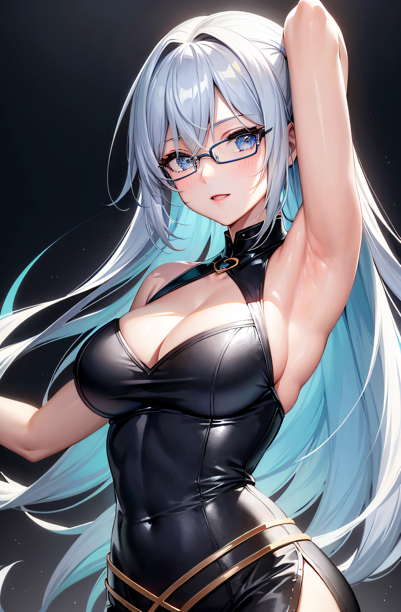(((arms, armpits)))), ((raped face)), (photorealistic: 1.4), (RAW photos: 1.2), masterpiece, illustration, very_high_realistic:1.5,very_high_resolution:1.5, 1 girl, HDR, CG, unity, 8k wallpaper, amazing, fine details, official art, Highly detailed CG Unity 8k wallpaper, highest quality, ((night city background)), especially strong light, absurdity, incredibly absurd, super detailed, close-up portrait photo, high resolution, very detailed, very delicate and beautiful, intricate details, facial muscles, beautiful detailed girl, natural makeup, very detailed eyes and face, beautiful detailed eyes, shiny eyes, balanced eyes, Symmetrical pupils, highly detailed blue tinted glasses, (Thin silver frame glasses: 1.1), Highly detailed pupils, facial light, Movie lighting, Professional lighting, Photon mapping, Radiosity, Physically Based Rendering, Solo Focus, Sharp Focus, (Close-up: 1.1), Beautiful studio soft lights, rim lights, vivid details, (Silver hair: 1.2), ( Fair Skin: 1.1), White Skin, (Beautiful Korean Woman), (Eyelashes: 1.1), (Teasing Smile: 1.1), (POV), (View), (View Audience: 1.4), Very Delicate and Beautiful, Hyper-Realistic, Official Art、、、 Huge File Size, (Short Sleeves: 1.1), Cute, (Kpop Idol), (aegyo sal: 1.1), Puffy Eyes,