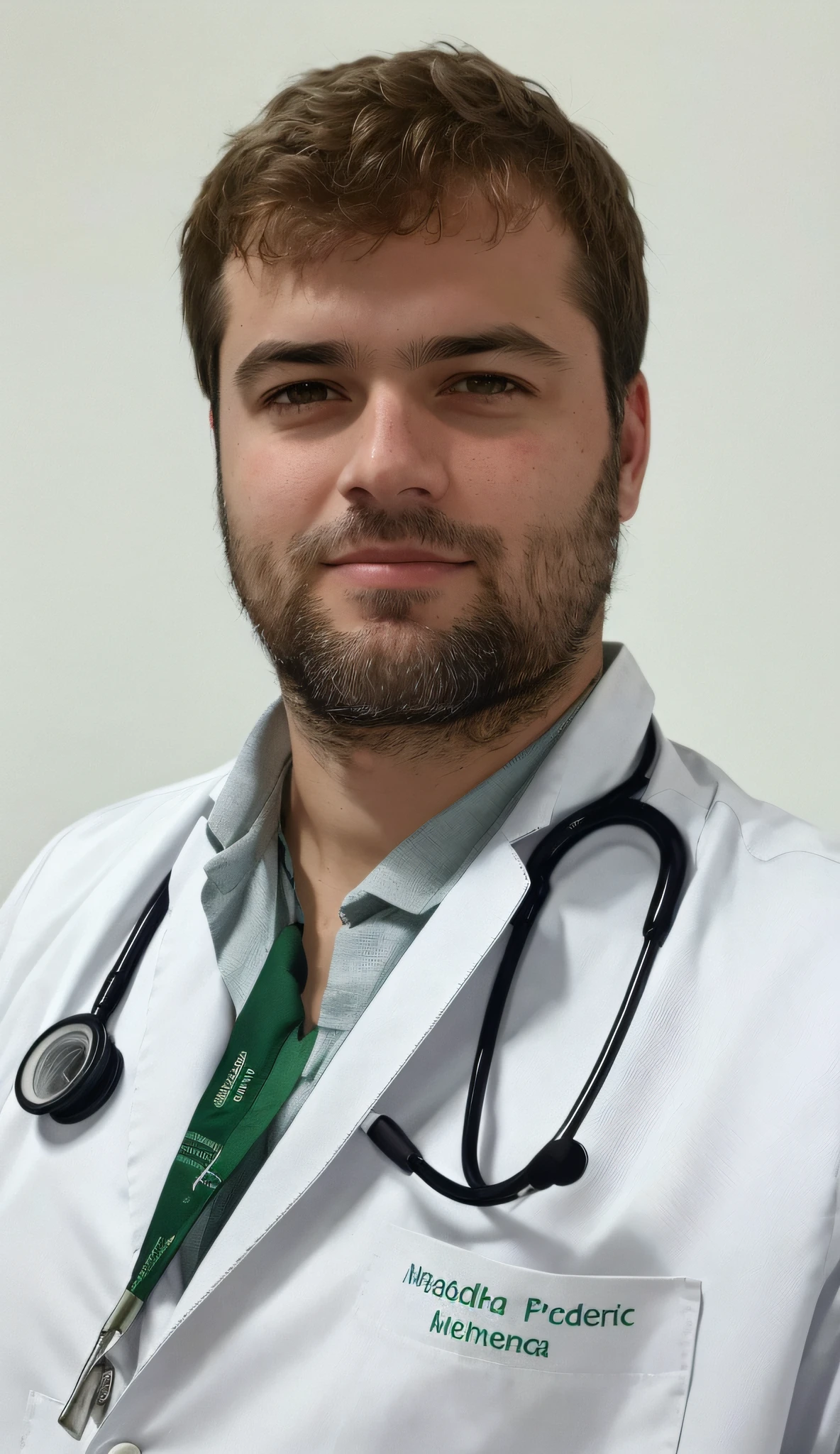 arafed male doctor in white coat with green tie and stethoscope, doctor, ástor alexander, local conspirologist, medical doctor, male physician, kacper niepokolczycki, tomasz strzalkowski, mariusz lewandowski, bartlomiej gawel, mednyanszky laszlo