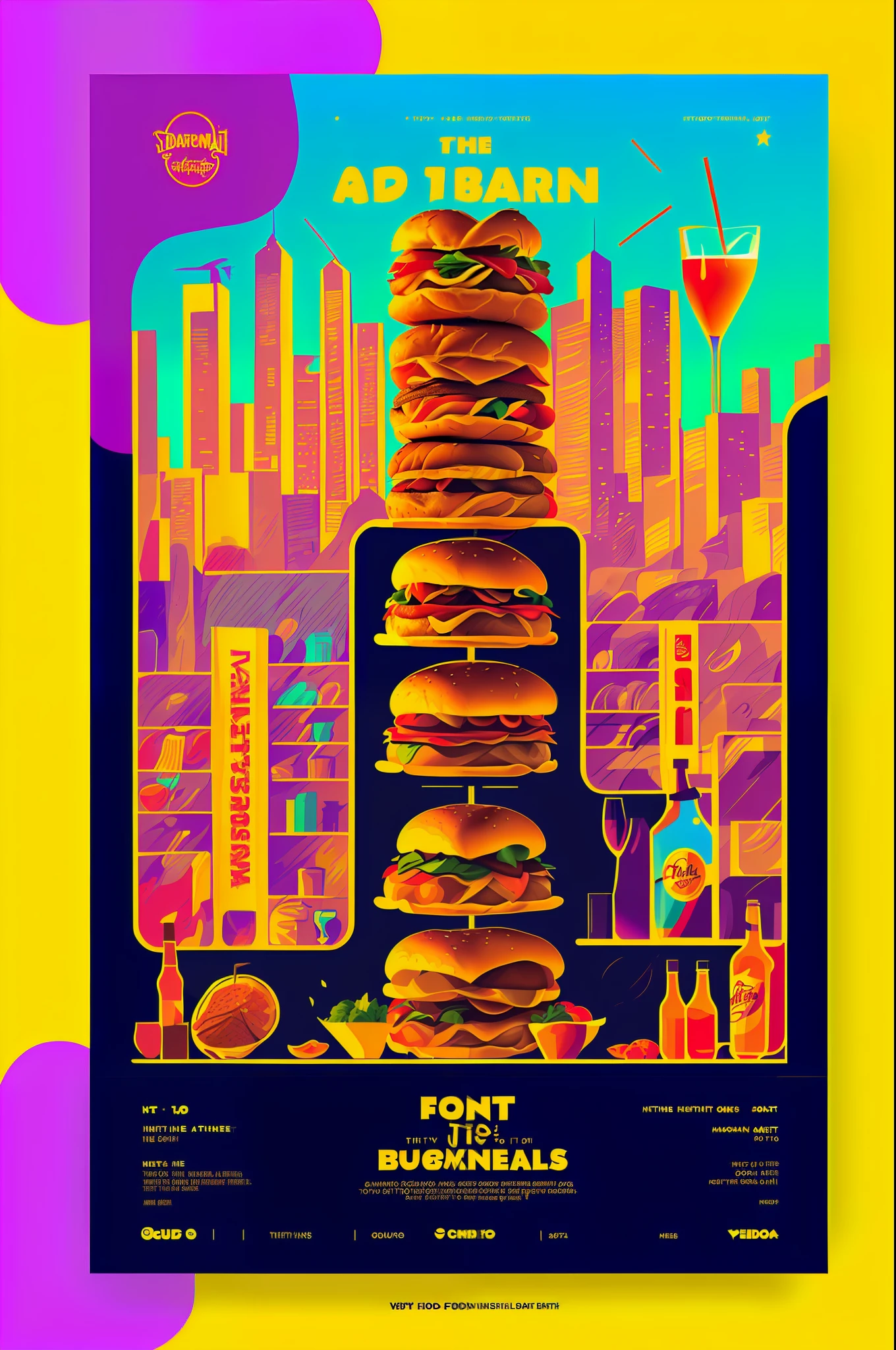 Pop art, add bands, food and drink ads