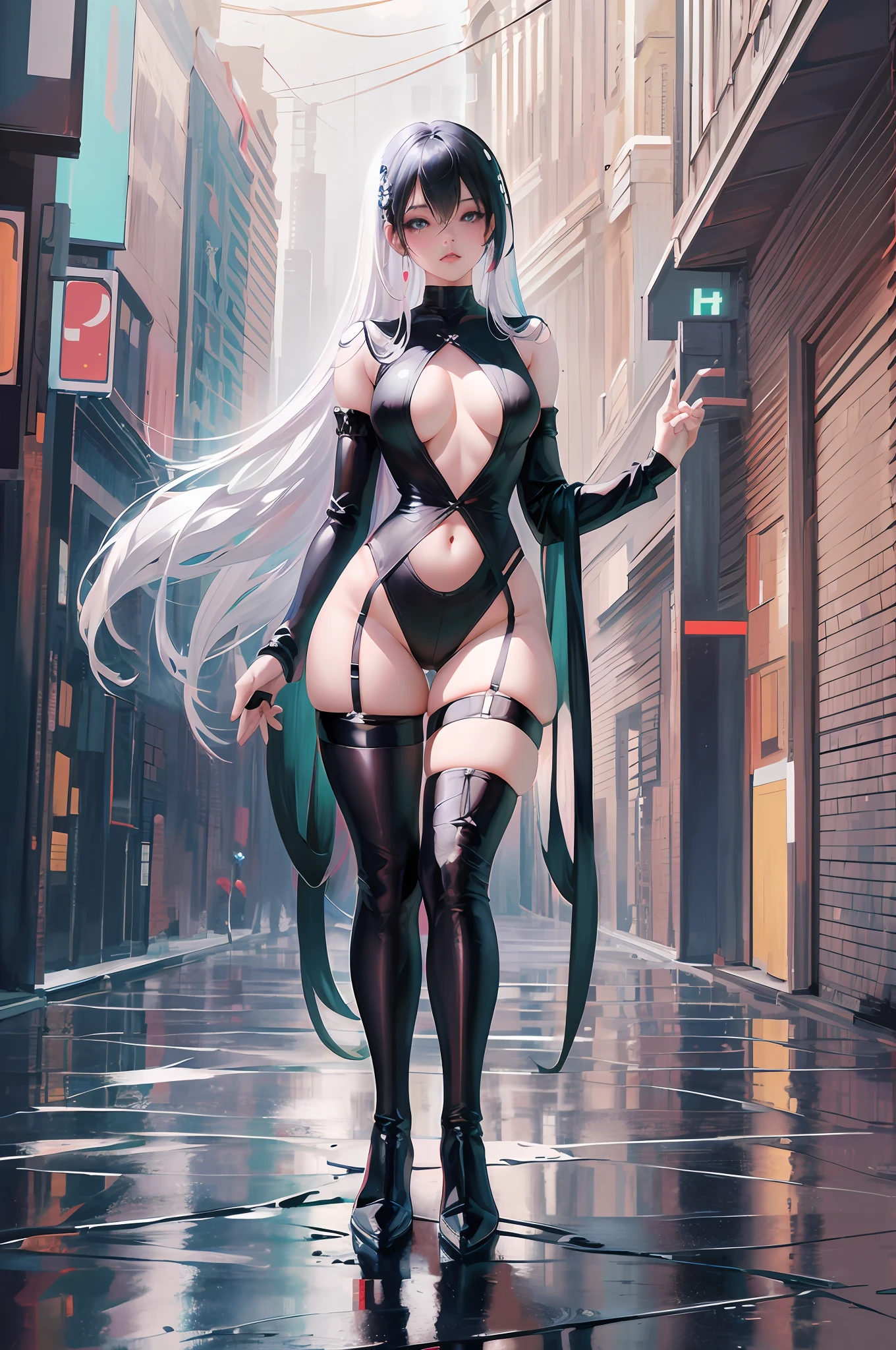 anime girl with white hair and black clothes posing naked, extremely detailed artgerm, detailed digital anime art, artgerm on artstation pixiv, guweiz on pixiv artstation, guweiz on artstation pixiv, fanart best artstation, :: rossdraws, trending on artstation pixiv, rossdraws 2. 5