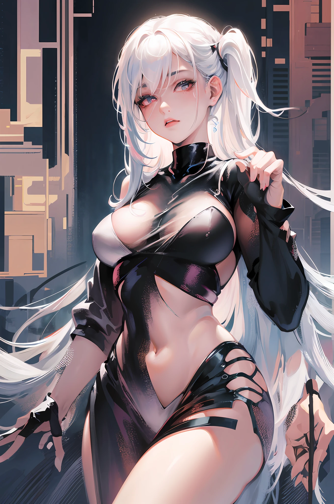 anime girl with white hair and black clothes posing naked, extremely detailed artgerm, detailed digital anime art, artgerm on artstation pixiv, guweiz on pixiv artstation, guweiz on artstation pixiv, fanart best artstation, :: rossdraws, trending on artstation pixiv, rossdraws 2. 5