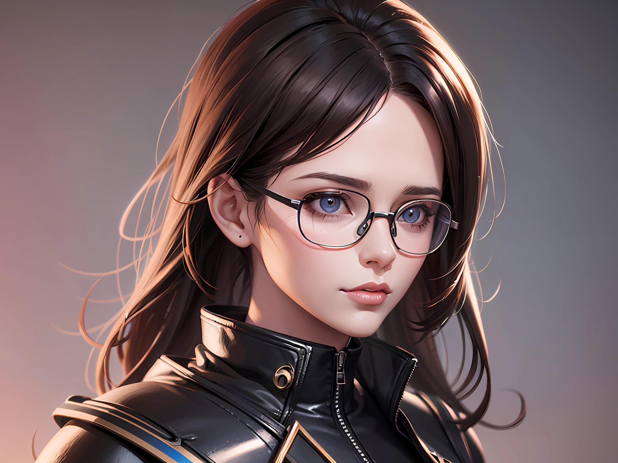 a digital painting of a woman wearing glasses, a 3D render by Jan Tengnagel, trending on zbrush central, context art, artstation hd, artstation hq, anime aesthetic --auto --s2