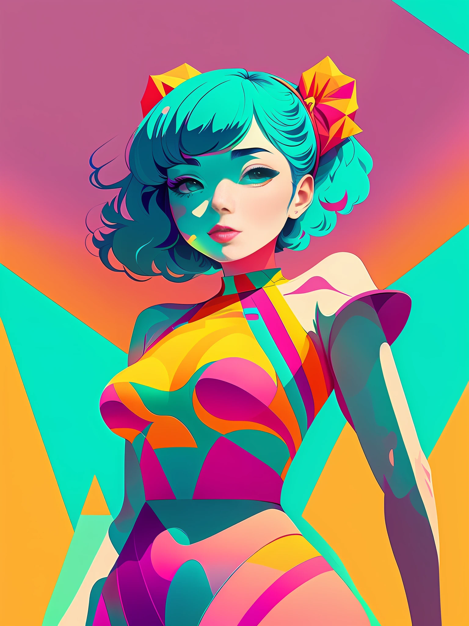 Cartoon style illustration with bright pastel colors