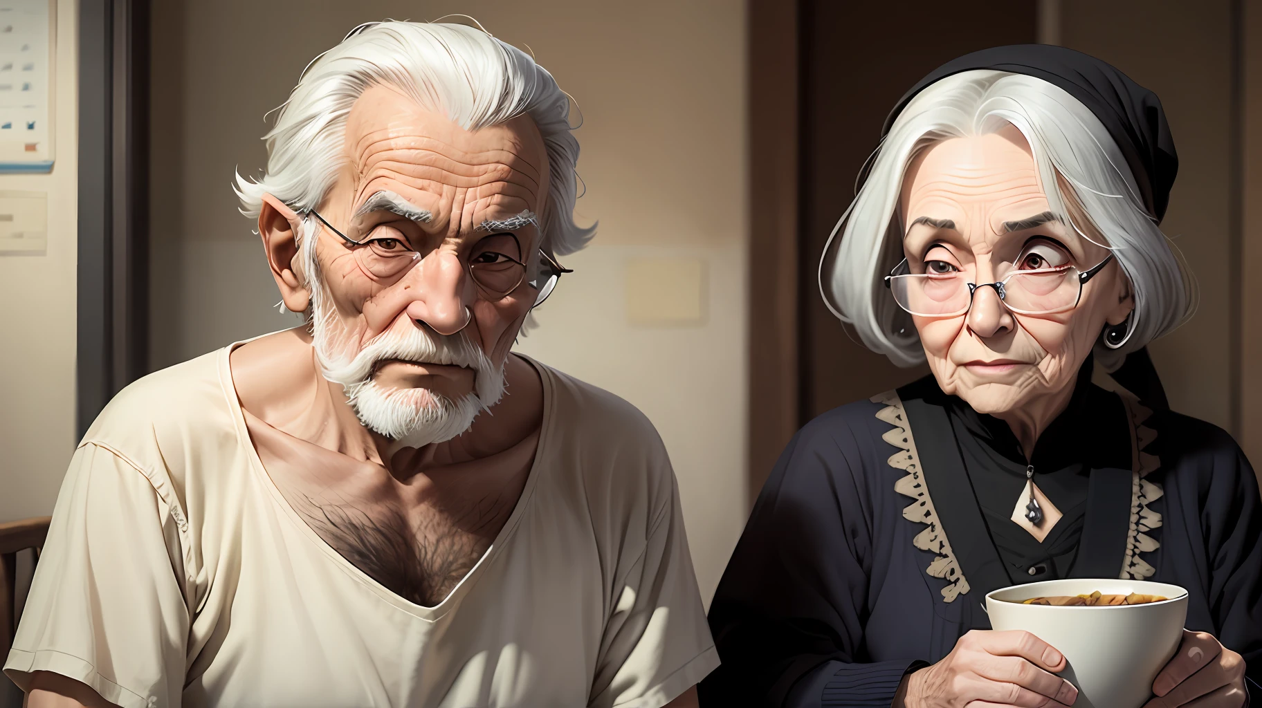 An old man and a sinister old woman