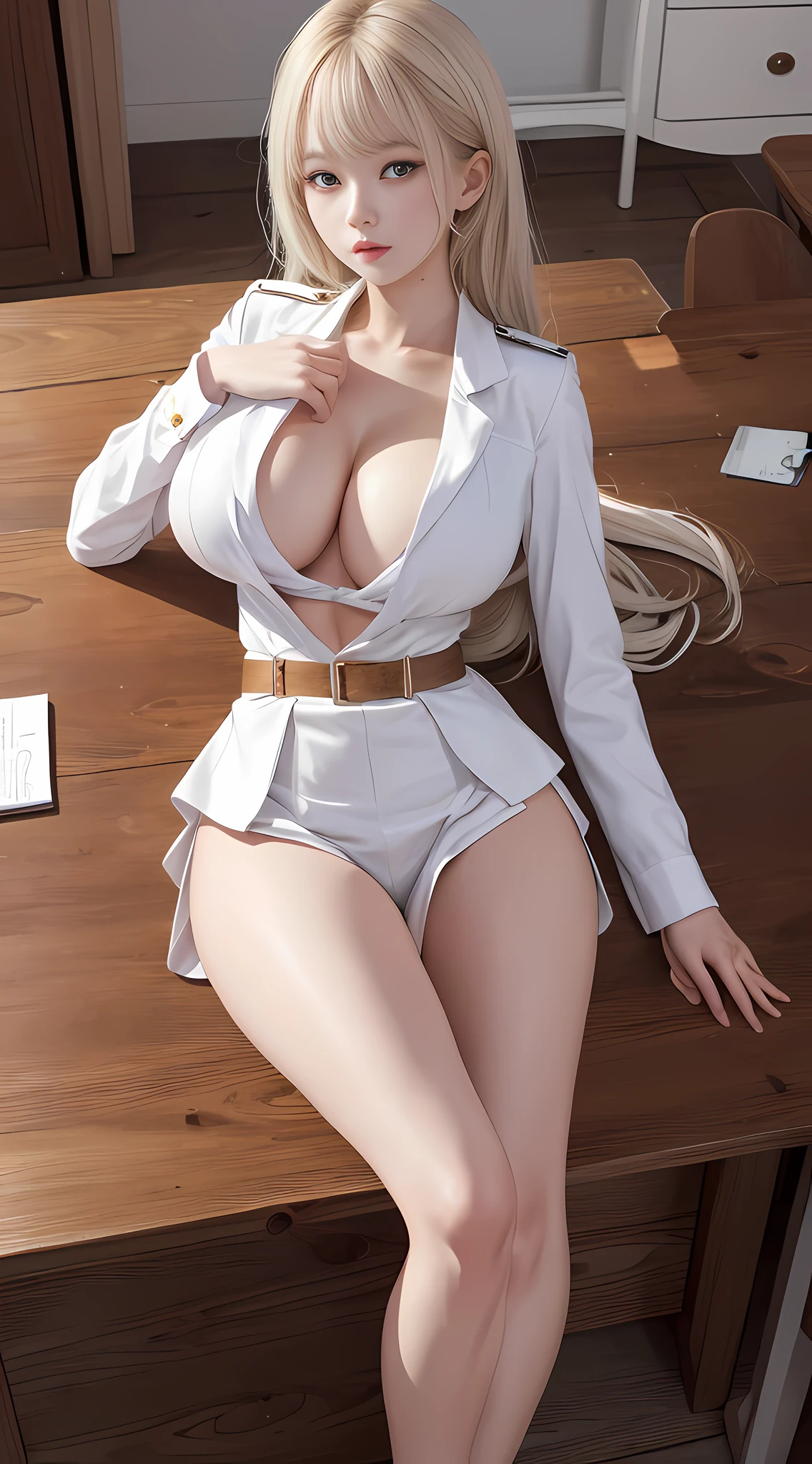 Masterpiece, best quality, rich detail, realism: 1.3), (ulzzang-6500-v1.1:0.7), 1girl, uniform, full body, white skin, (hips, big breasts, sexy, beautiful, perfect body: 1.3)