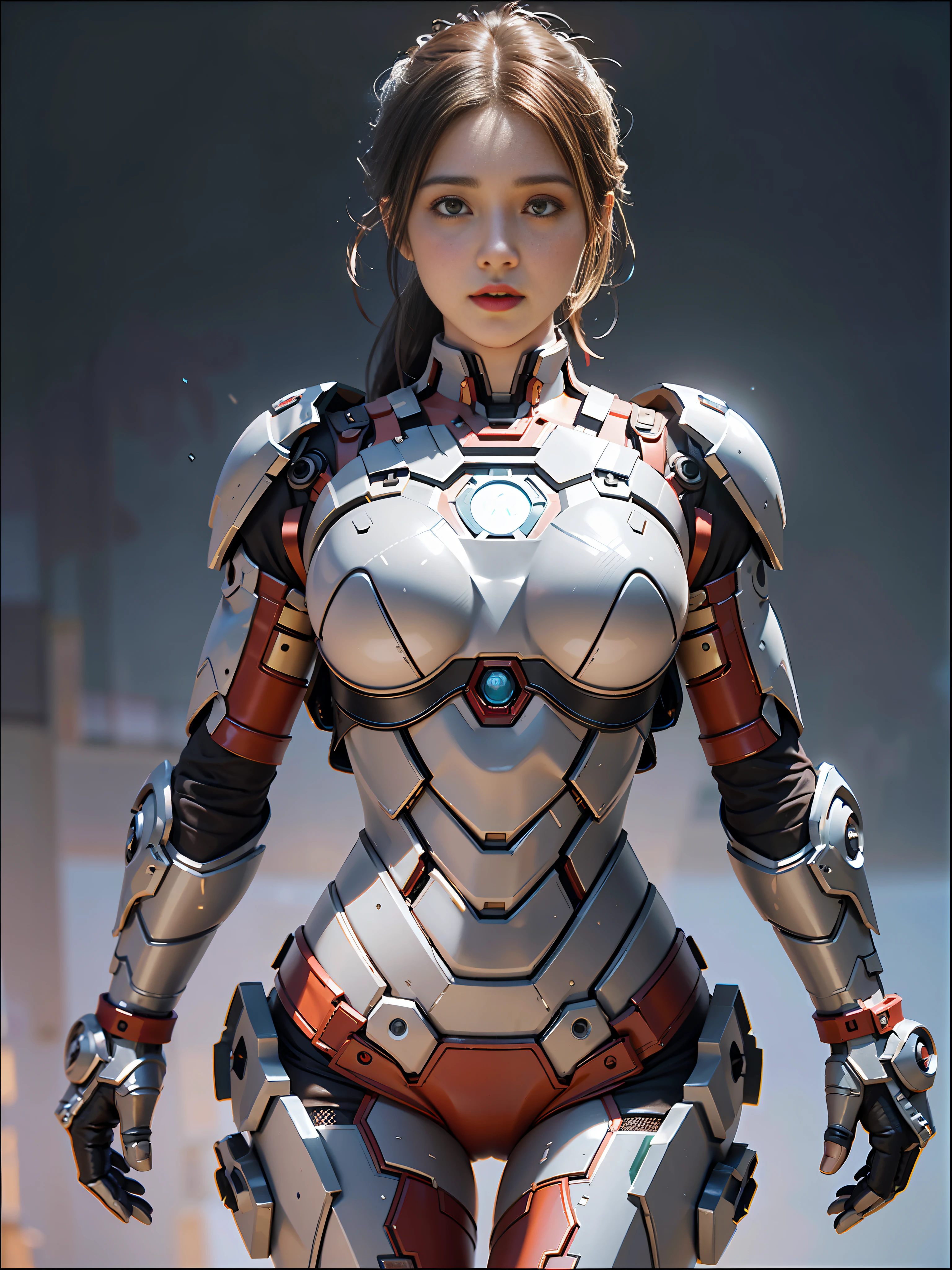 (Best Quality), ((Masterpiece), (Detail: 1.4), 3D, A Beautiful Iron Man Female Figure, HDR (High Dynamic Range), Ray Tracing, NVIDIA RTX, Super-Resolution, Unreal 5, Subsurface Scattering, PBR Textures, Post Processing, Anisotropic Filtering, Depth of Field, Maximum Sharpness and Sharpness, Multi-layer Textures, Albedo and Highlight Maps, Surface Shading, Accurate simulation of light-material interactions, perfect proportions, Octane Render, two-color light, large aperture, low ISO, white balance, rule of thirds, 8K RAW,