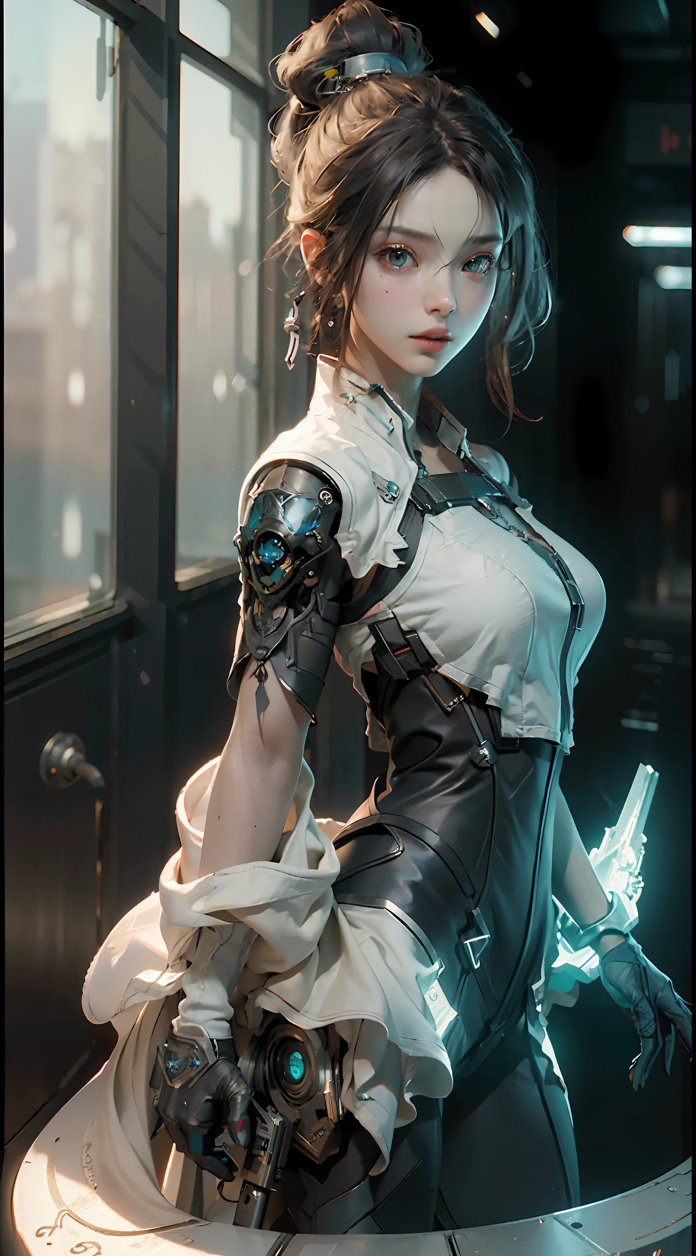 ((Best quality)), ((masterpiece)), (detailed:1.4), 3D, an image of a beautiful cyberpunk female,HDR (High Dynamic Range),Ray Tracing,NVIDIA RTX,Super-Resolution,Unreal 5,Subsurface scattering,PBR Texturing,Post-processing,Anisotropic Filtering,Depth-of-field,Maximum clarity and sharpness,Multi-layered textures,Albedo and Specular maps,Surface shading,Accurate simulation of light-material interaction,Perfect proportions,Octane Render,Two-tone lighting,Wide aperture,Low ISO,White balance,Rule of thirds,8K RAW,