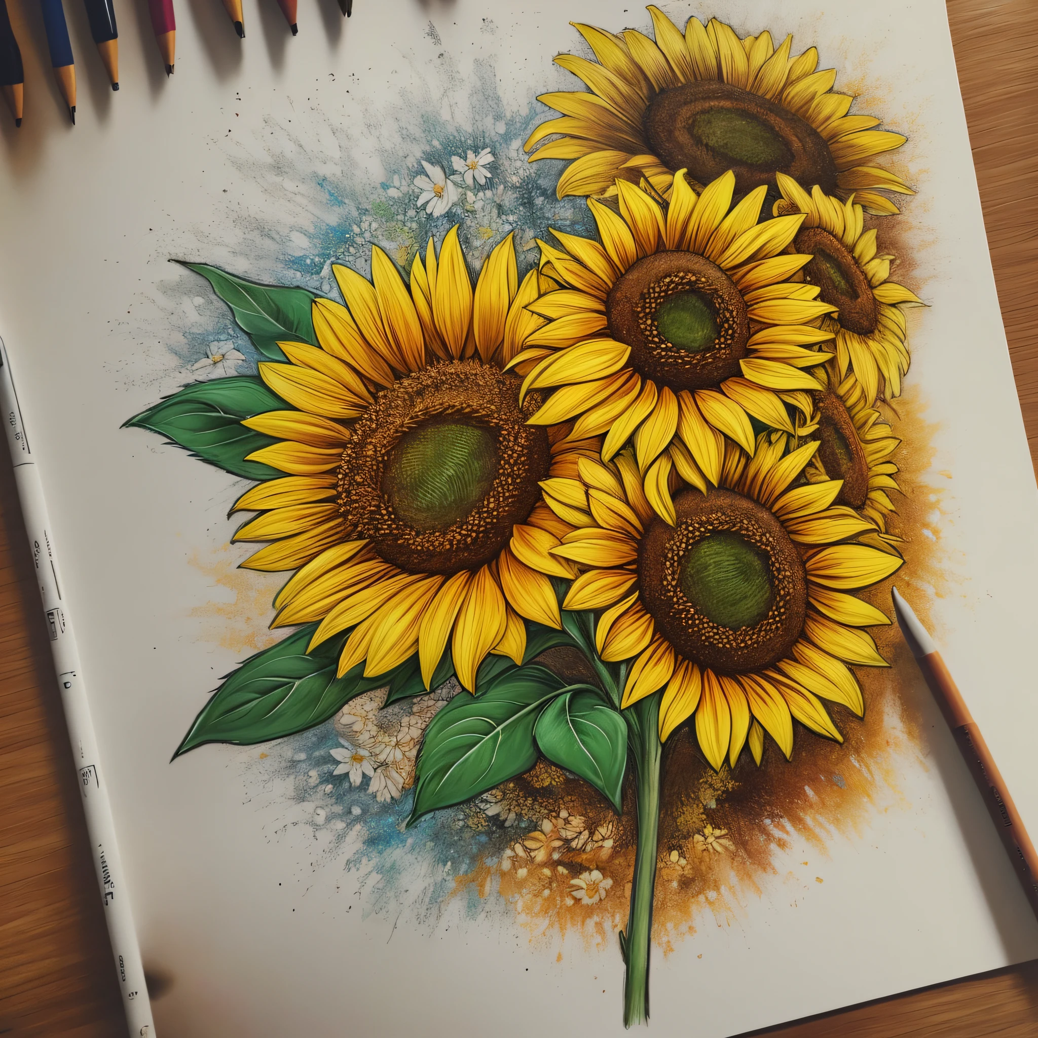 flowers, sunflower, 2d, art, arte, draw, desenho --auto --s2