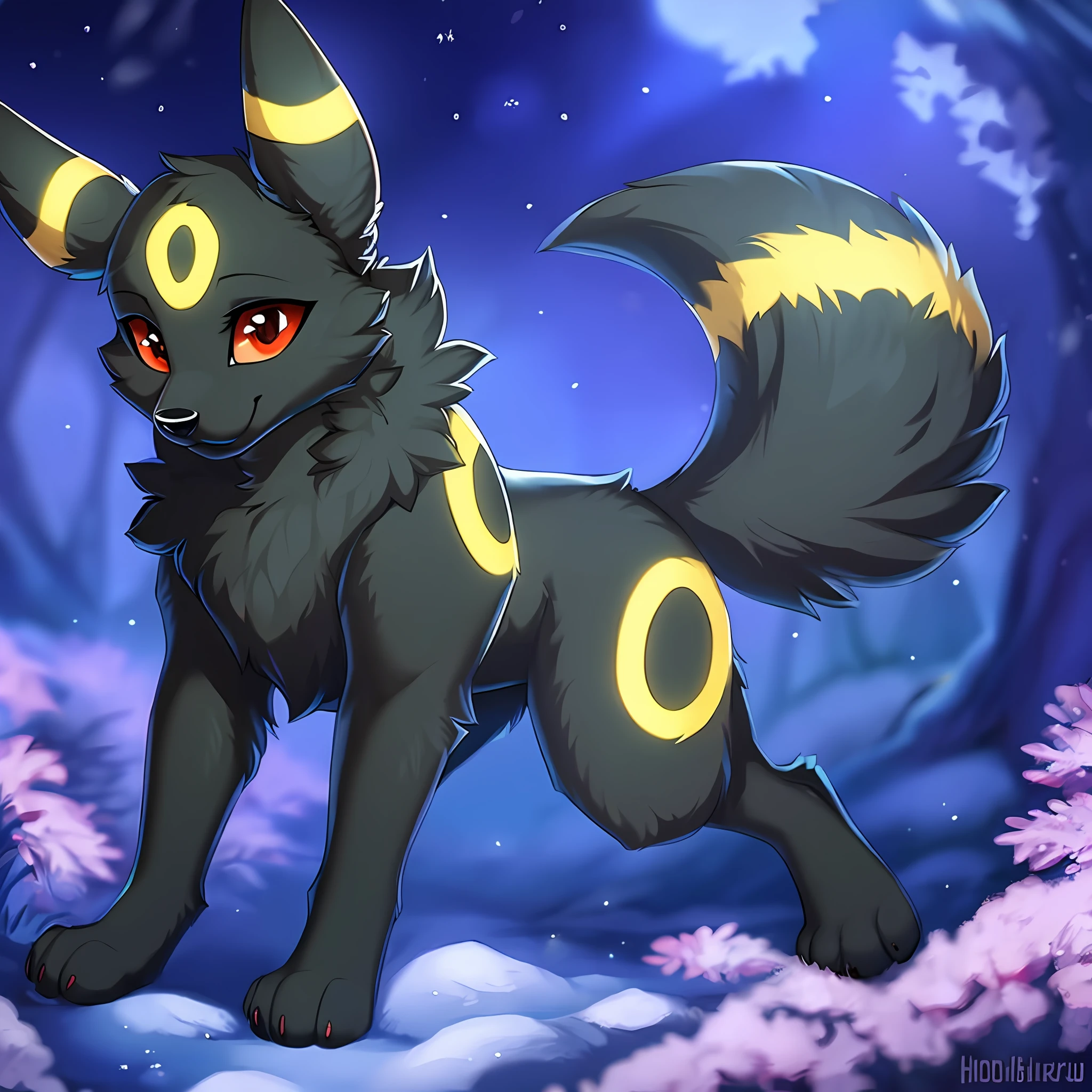 by hioshiru fluffy feral umbreon