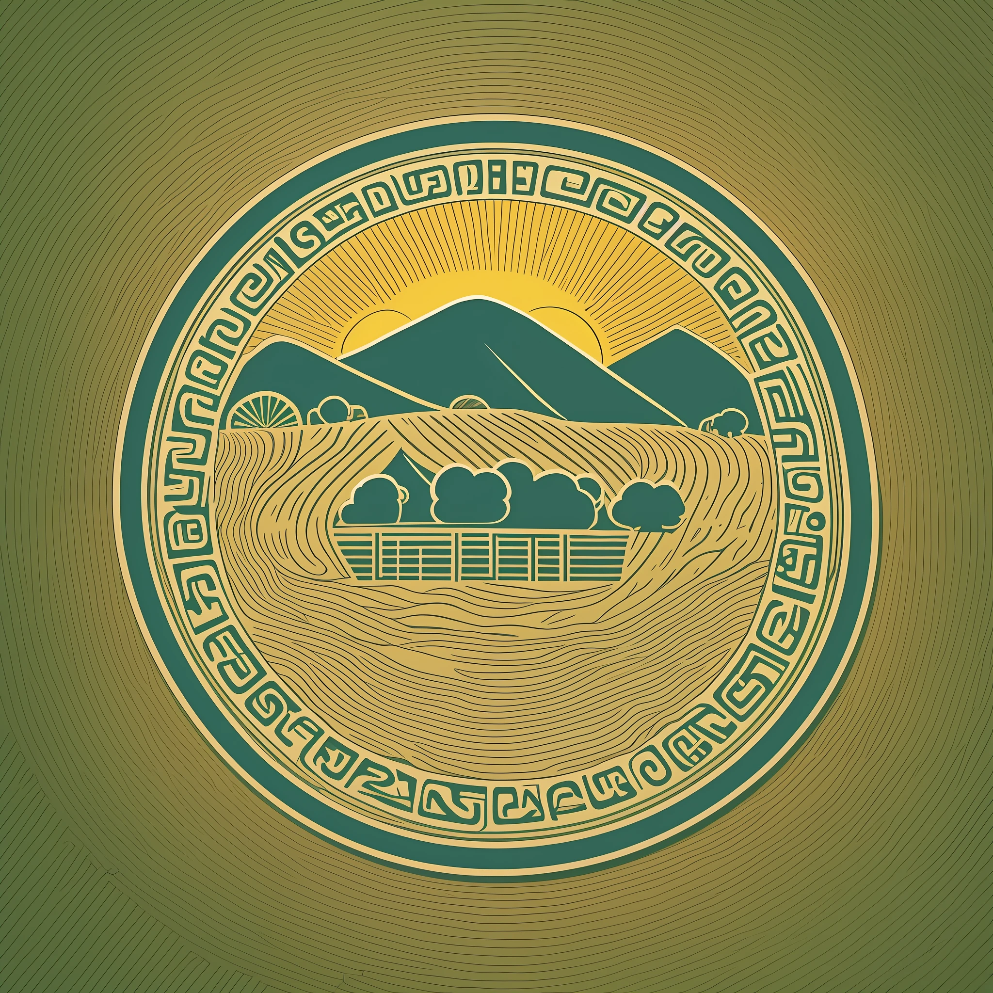 logo design, LOGO, close up simple, landscape idyllic and agriculture and sun, smooth edges, simple design, simple coloring, 2D, icon style, behance, vector, Clean, Minimalism, solid color background --auto --s2