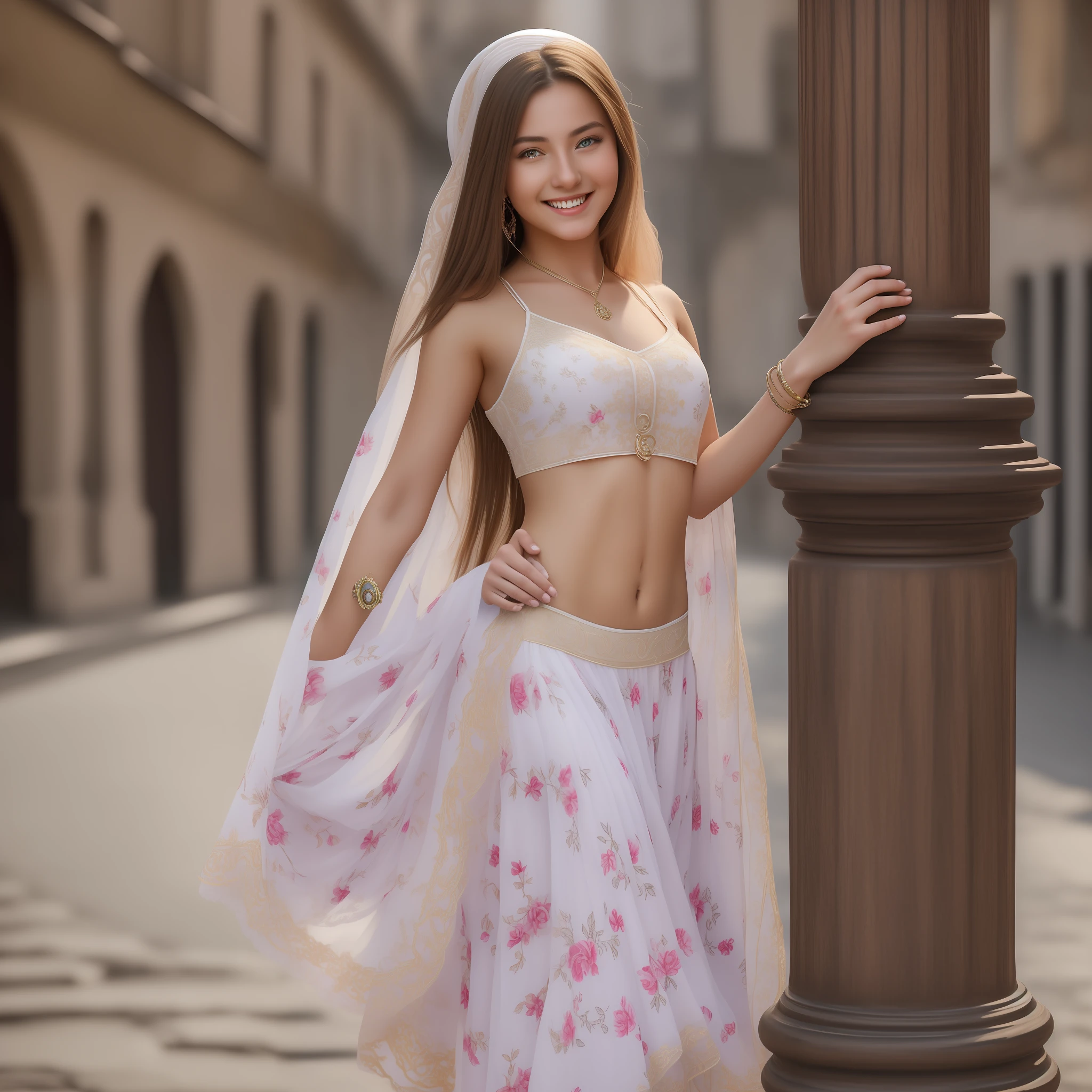 (masterpiece), best quality, realistic, ultra-detailed CG, 8k HDR wallpaper, portrait of a beautiful 23-year-old Hungarian girl named Bobungda Tuni, full-body pose, eye-catching smile on her face, isolated from the background, alone, single image