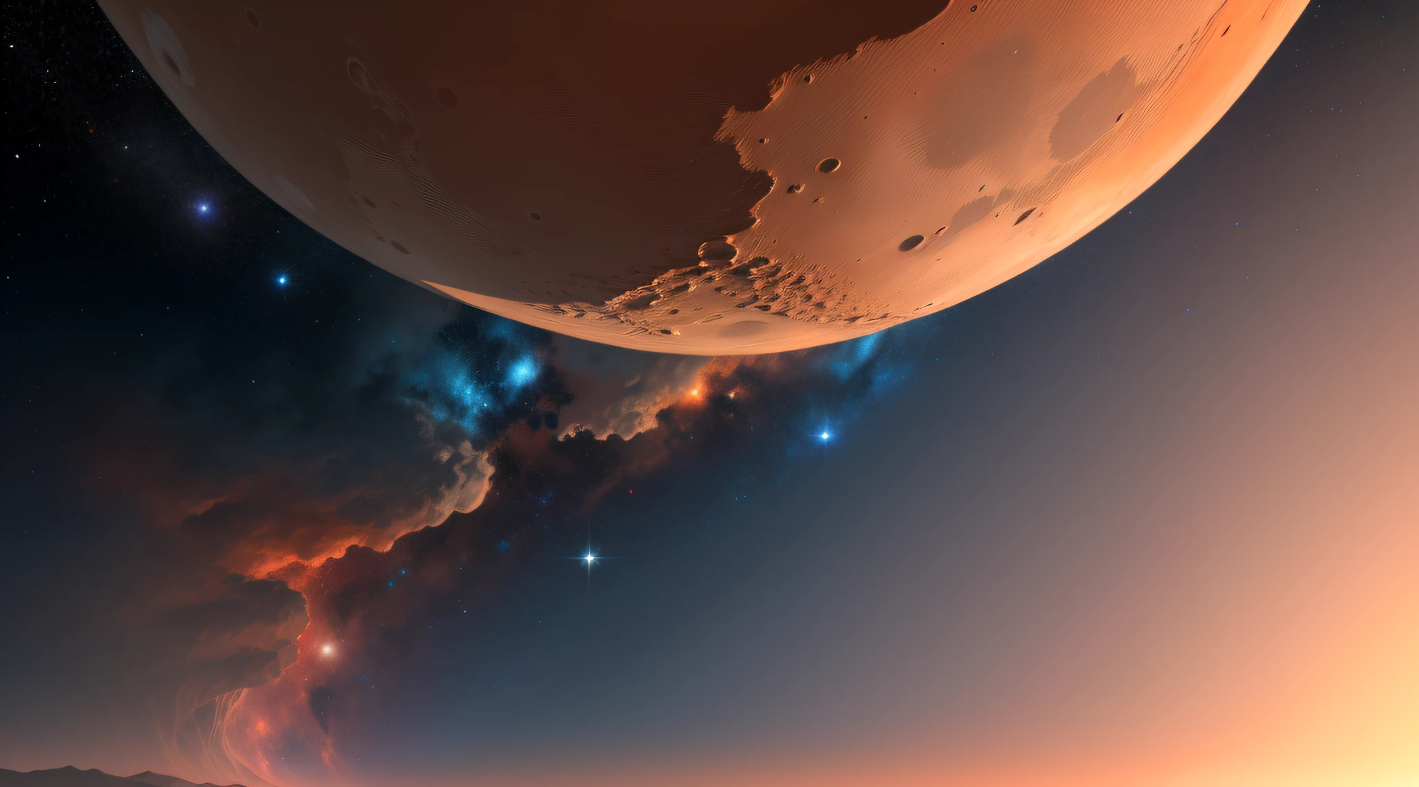 A close-up of Mars, clean cosmic starry sky background, masterpiece, high detail, best quality, high quality, very detailed CG unity 8k wallpaper,
