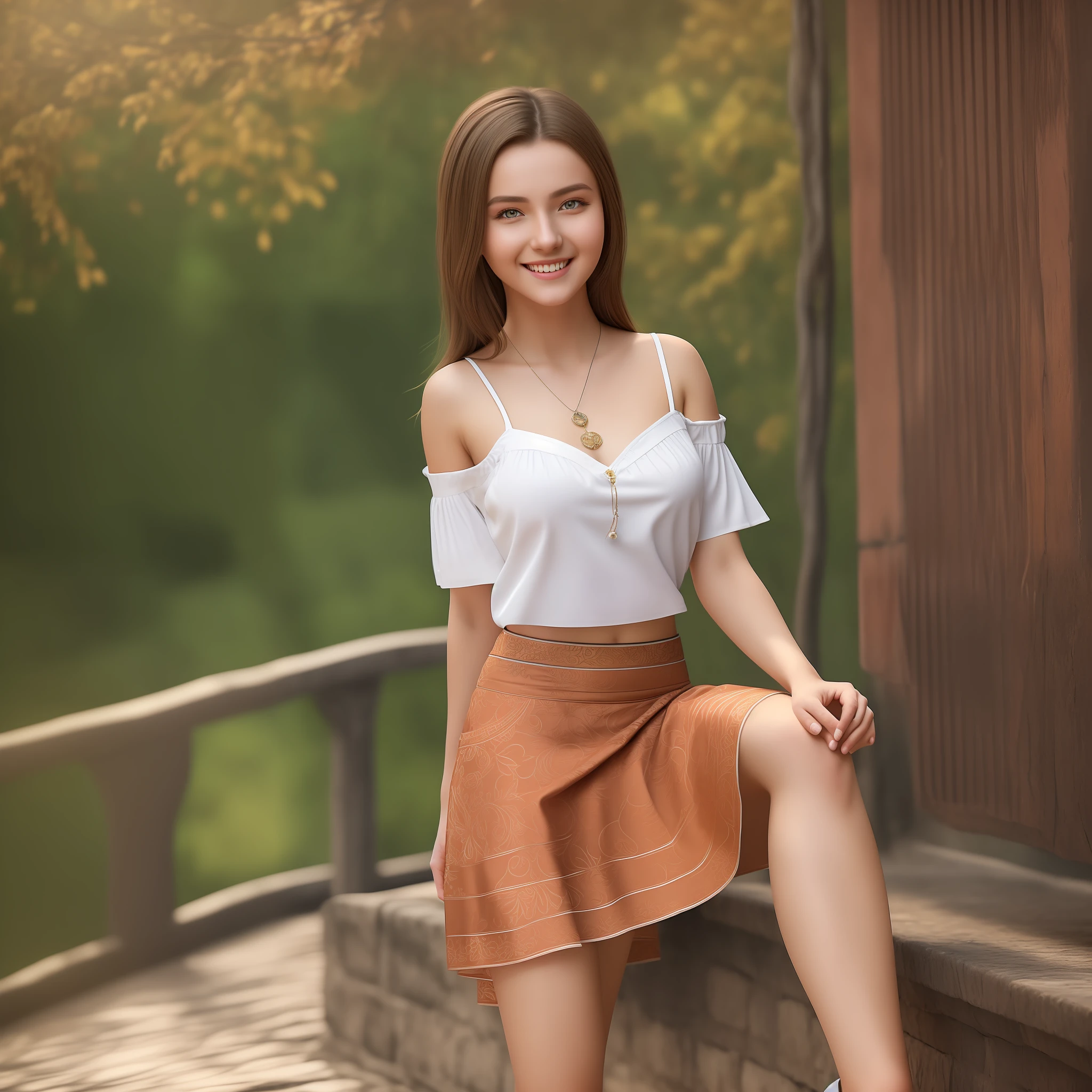 (masterpiece), best quality, realistic, ultra-detailed CG, 8k HDR wallpaper, portrait of a beautiful 23-year-old Hungarian girl named Bobungda Tuni, wearing a skirt, full-body pose, eye-catching smile on her face, isolated from the background, alone, single image