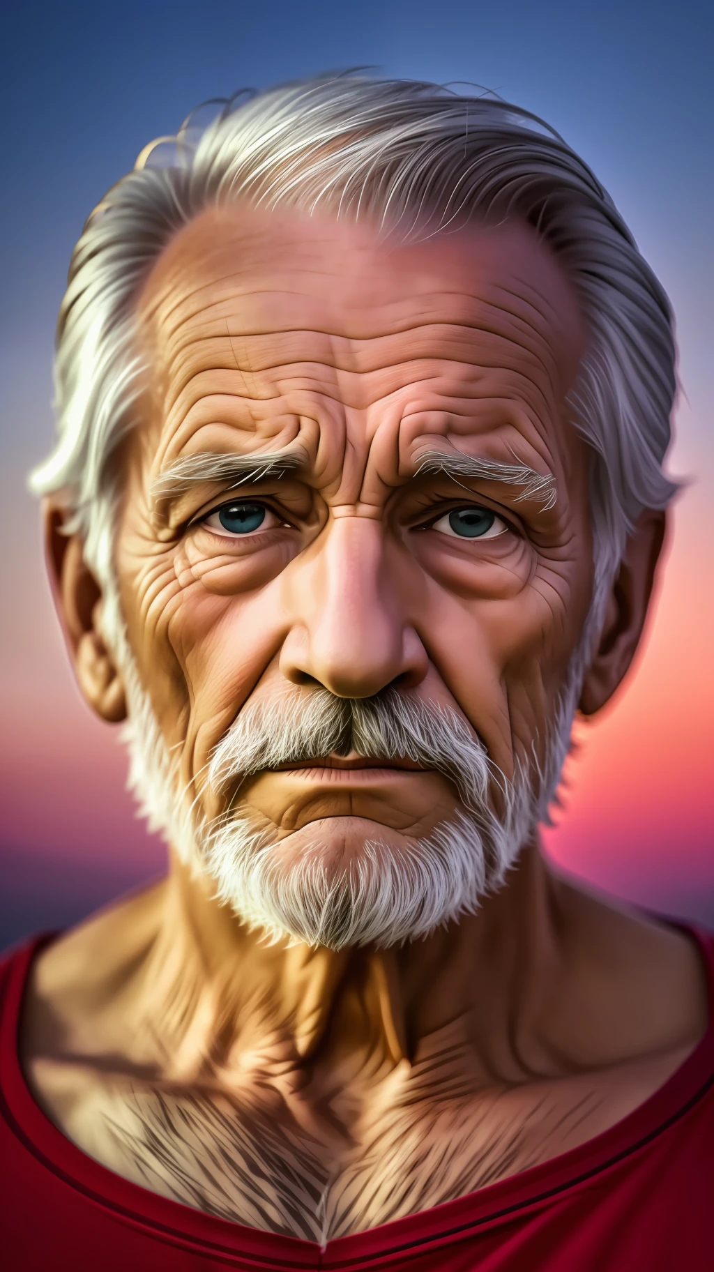 Ultra definition portrait of old man thinking about life before sunrise --auto --s2
