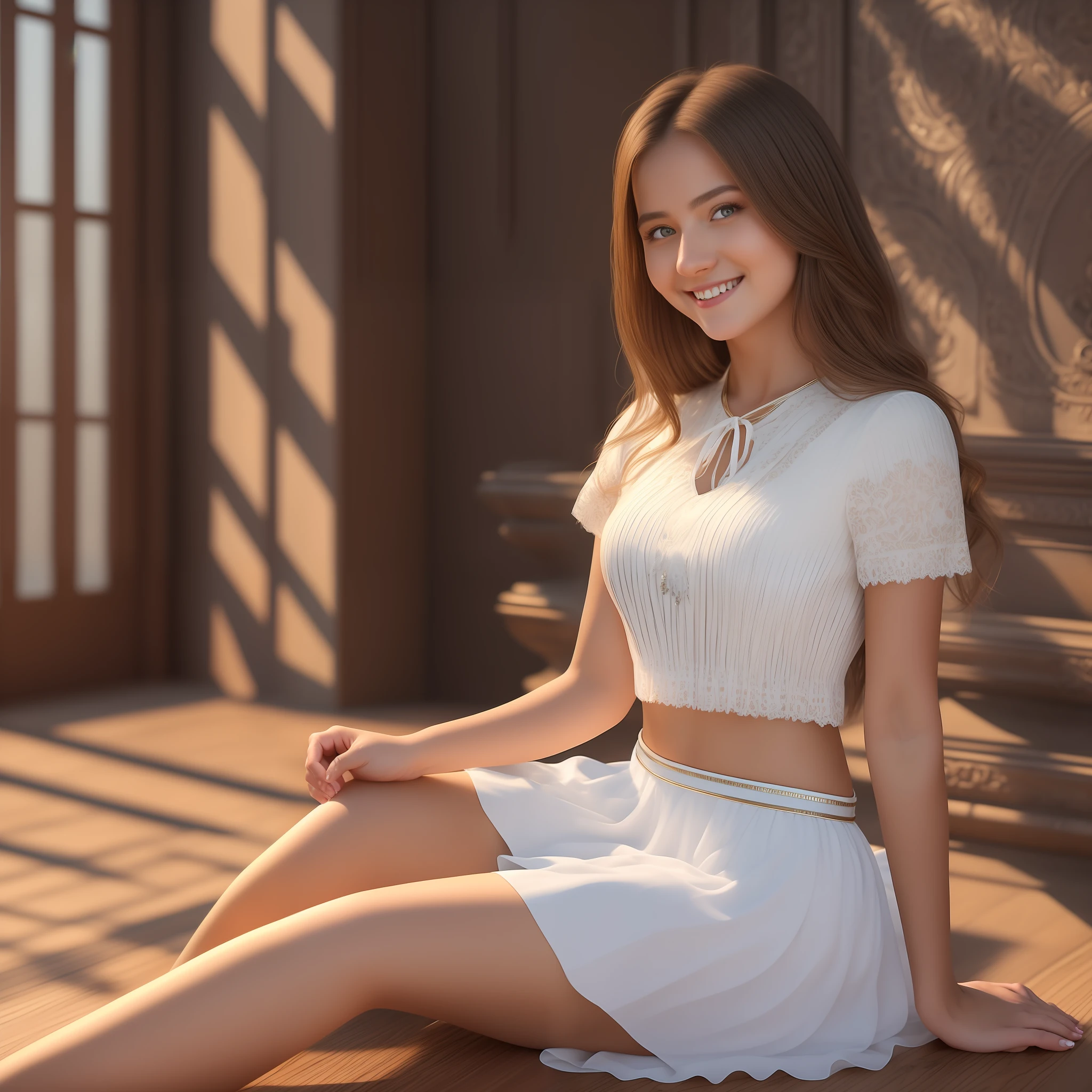 (masterpiece), best quality, realistic, ultra-detailed CG, 8k HDR wallpaper, portrait of a beautiful 23-year-old Hungarian girl named Bobungda Tuni, wearing a skirt, full-body pose, eye-catching smile on her face, isolated from the background, alone, single image
