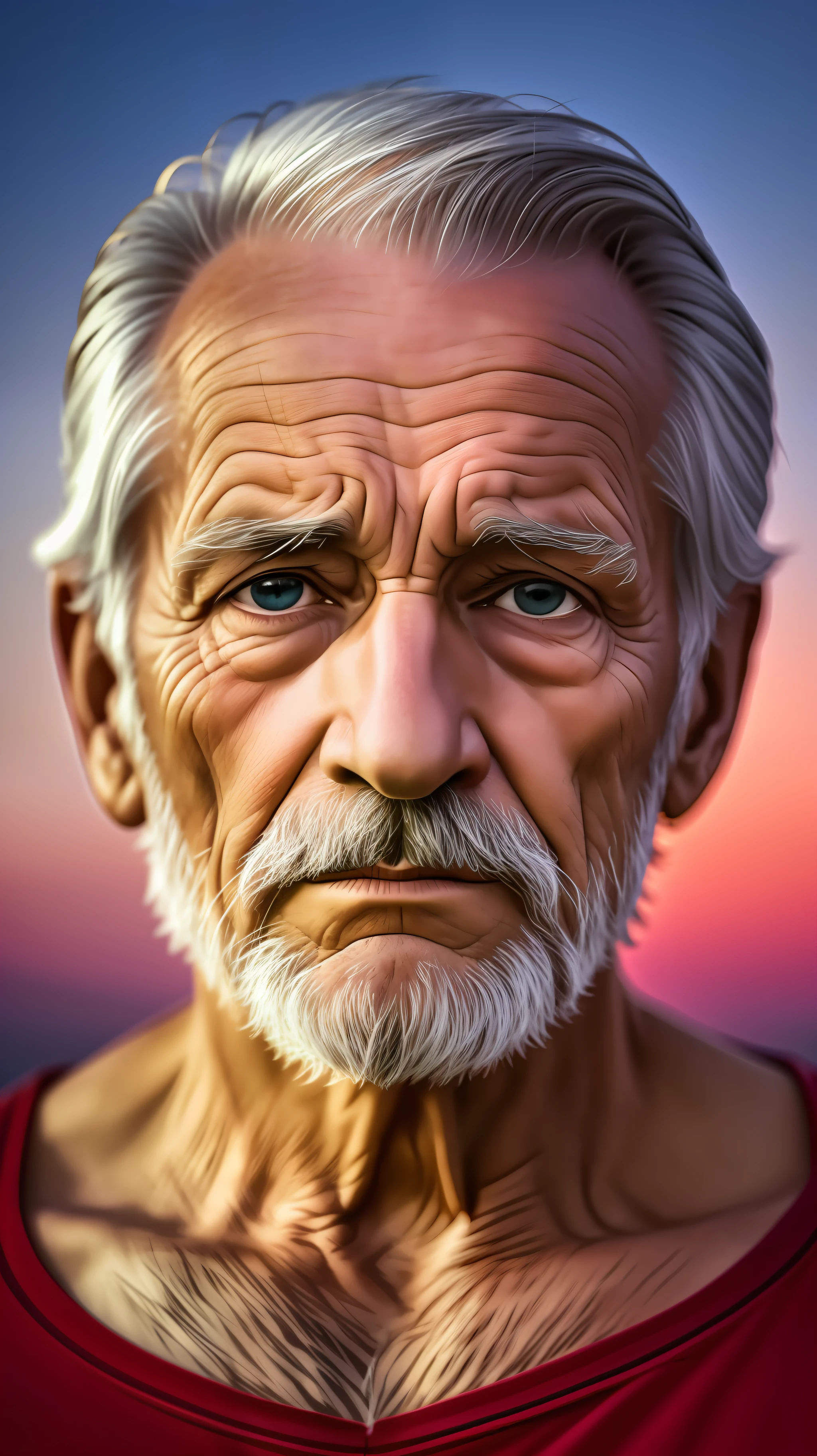 Ultra definition portrait of old man thinking about life before sunrise --auto --s2