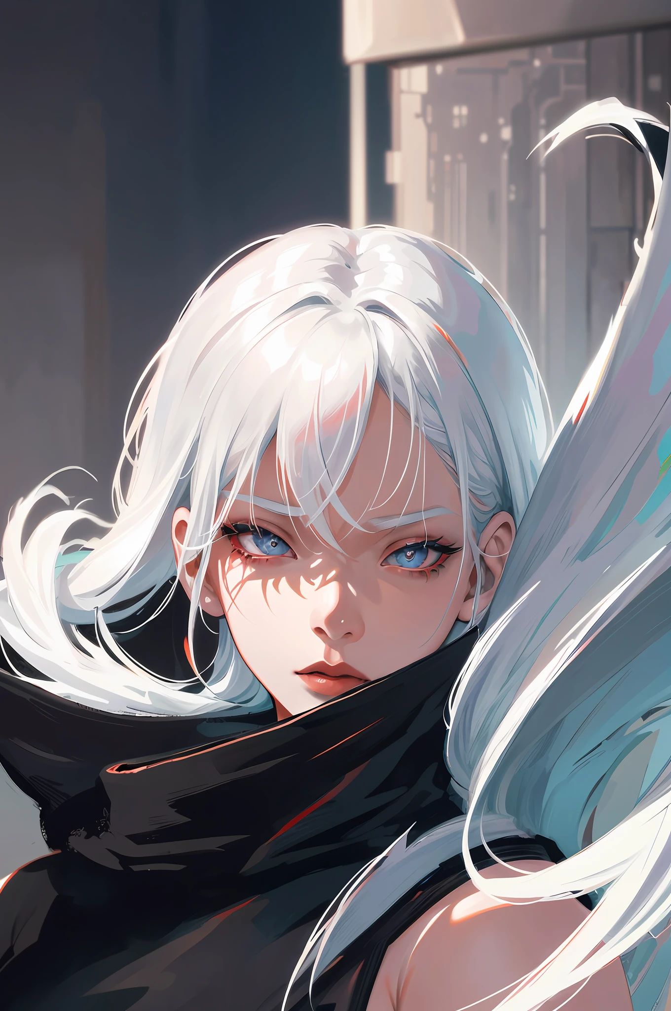 anime girl with white hair and black clothes posing naked, extremely detailed artgerm, detailed digital anime art, artgerm on artstation pixiv, guweiz on pixiv artstation, guweiz on artstation pixiv, fanart best artstation, :: rossdraws, trending on artstation pixiv, rossdraws 2. 5