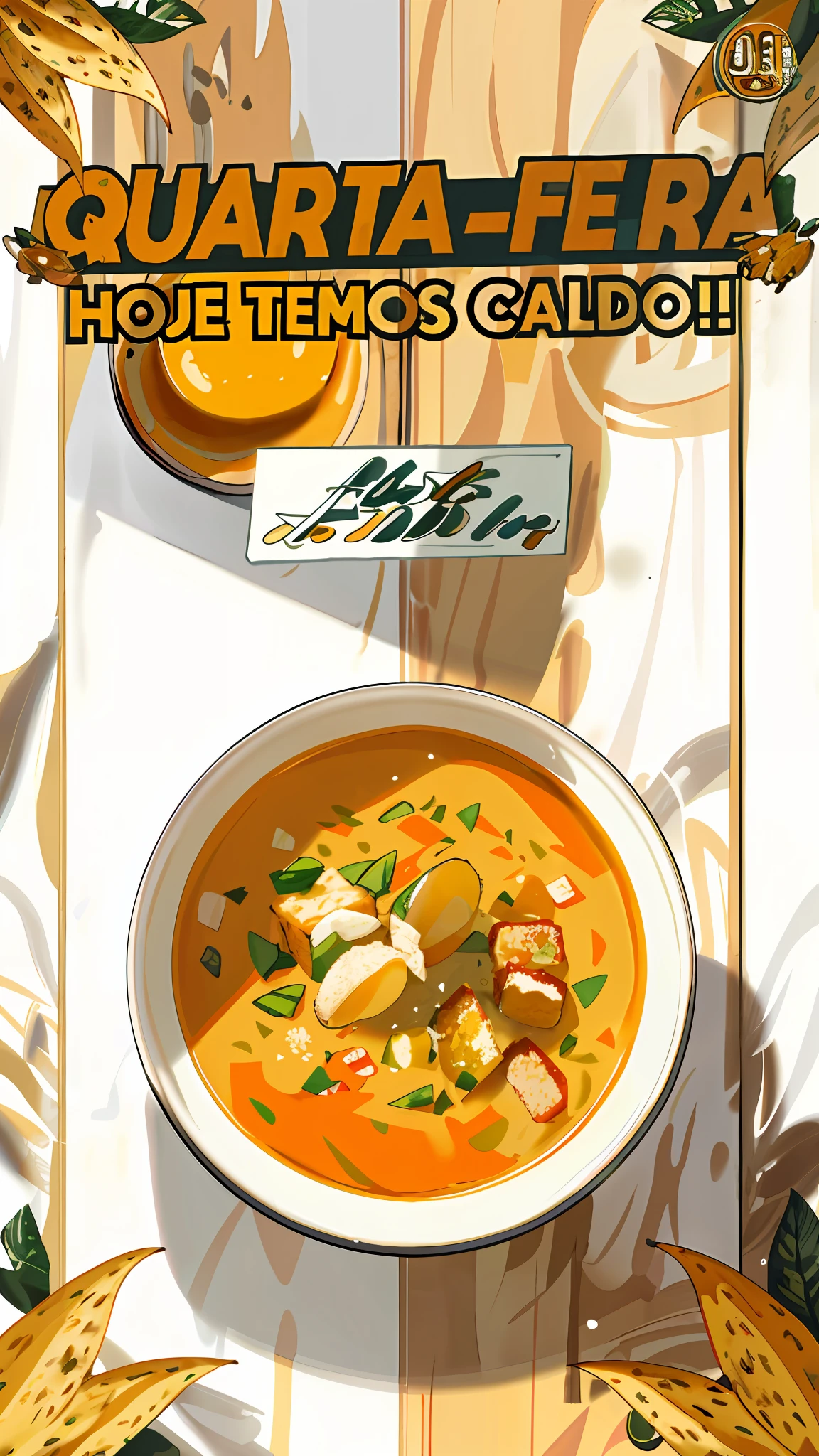 there is a poster with a bowl of soup and croutons, alphonse, by Carpoforo Tencalla, ad image, food advertisement, 1614572159, advert, poster, aji de gallina, carmelo blandino, 2995599206, alex flores, humus