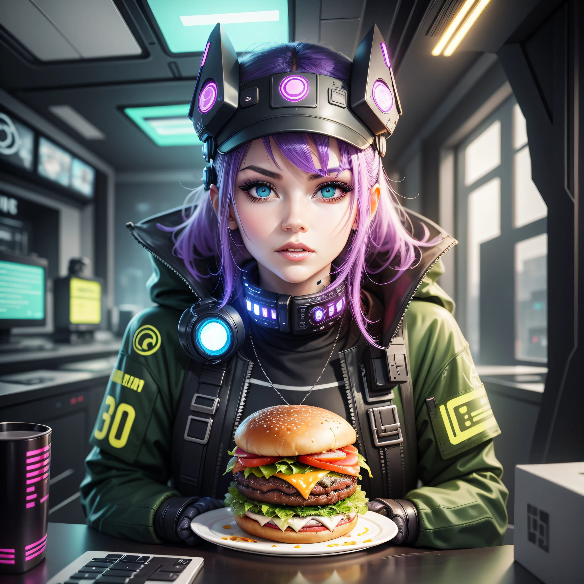 futuristic cyber punk burger