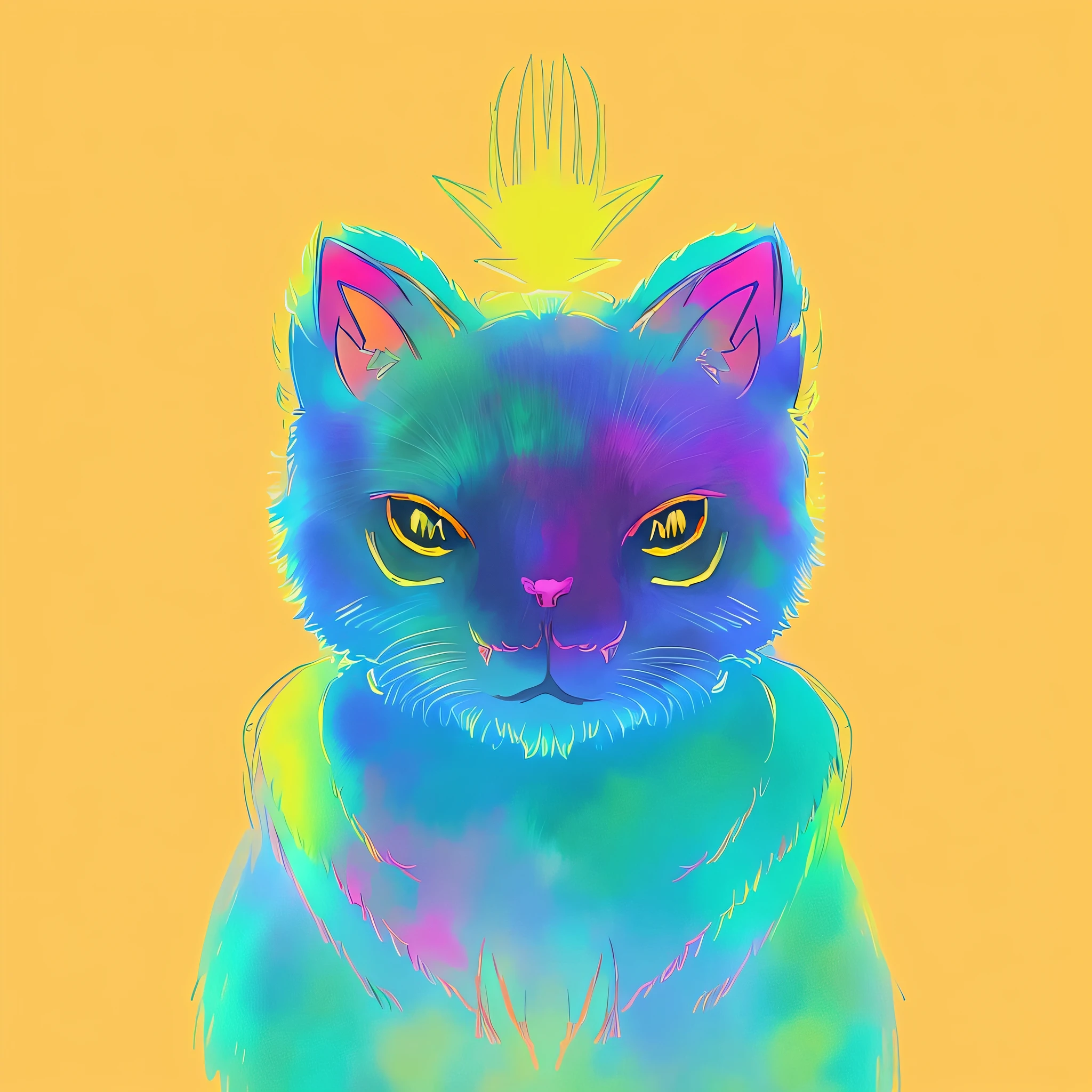 Painting a cat, anime style,digital art,vibrant colors, 4k