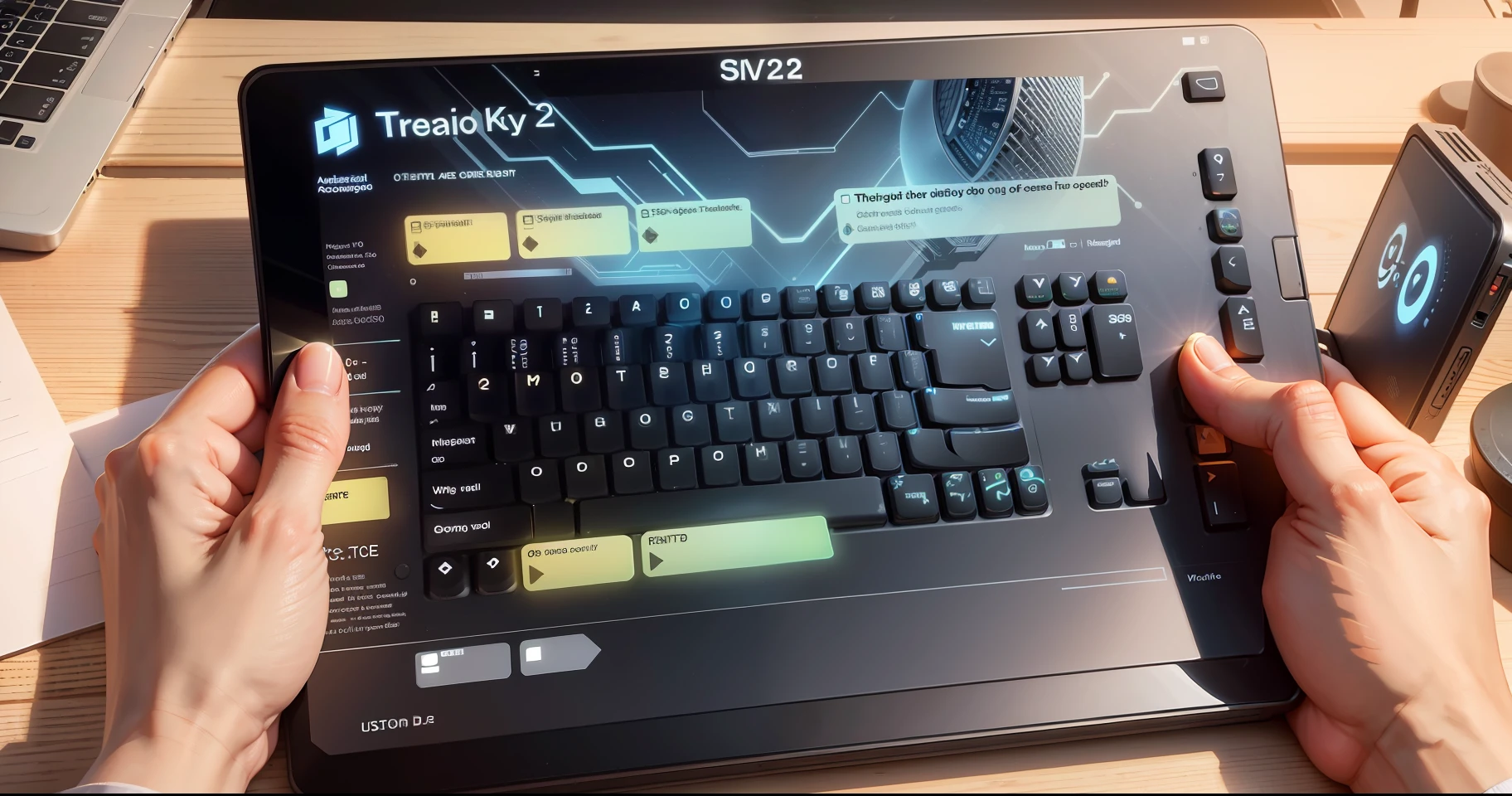 Visual representation of a computer receiving and processing the transmitted key events from the keyboard --auto --s2