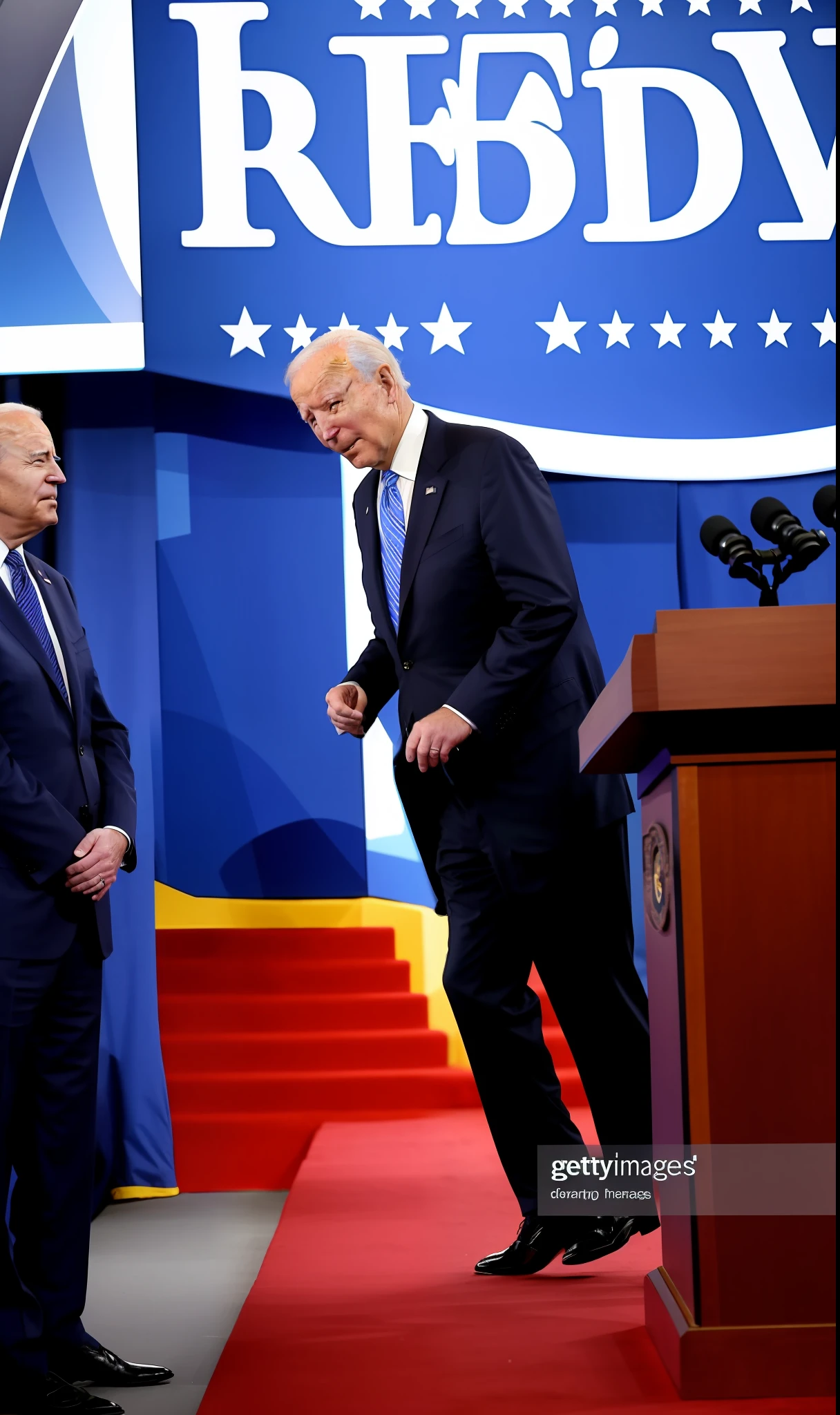 High quality, news picture quality, Biden fell next to the podium, sudden death