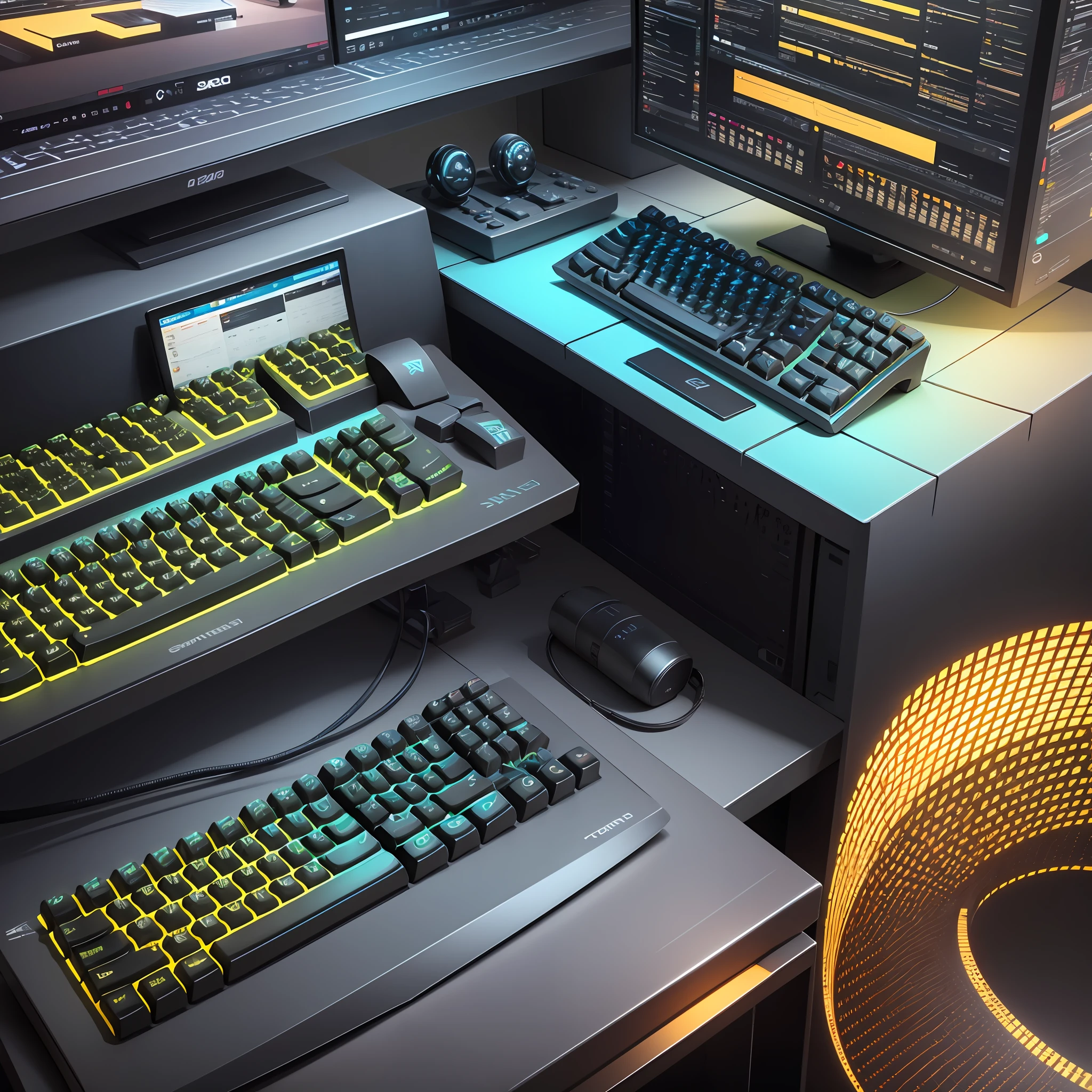 Comparative image of different types of keyboards, such as standard, gaming, ergonomic, or mechanical keyboards, to showcase their diversity. --auto --s2