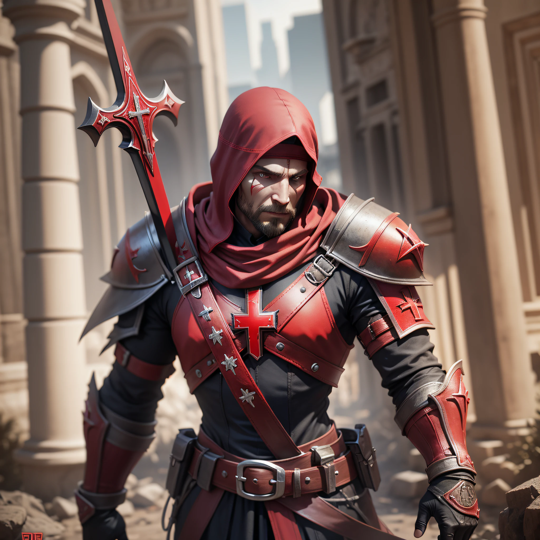 Realistic Red Templar Cross 3D --auto --s2