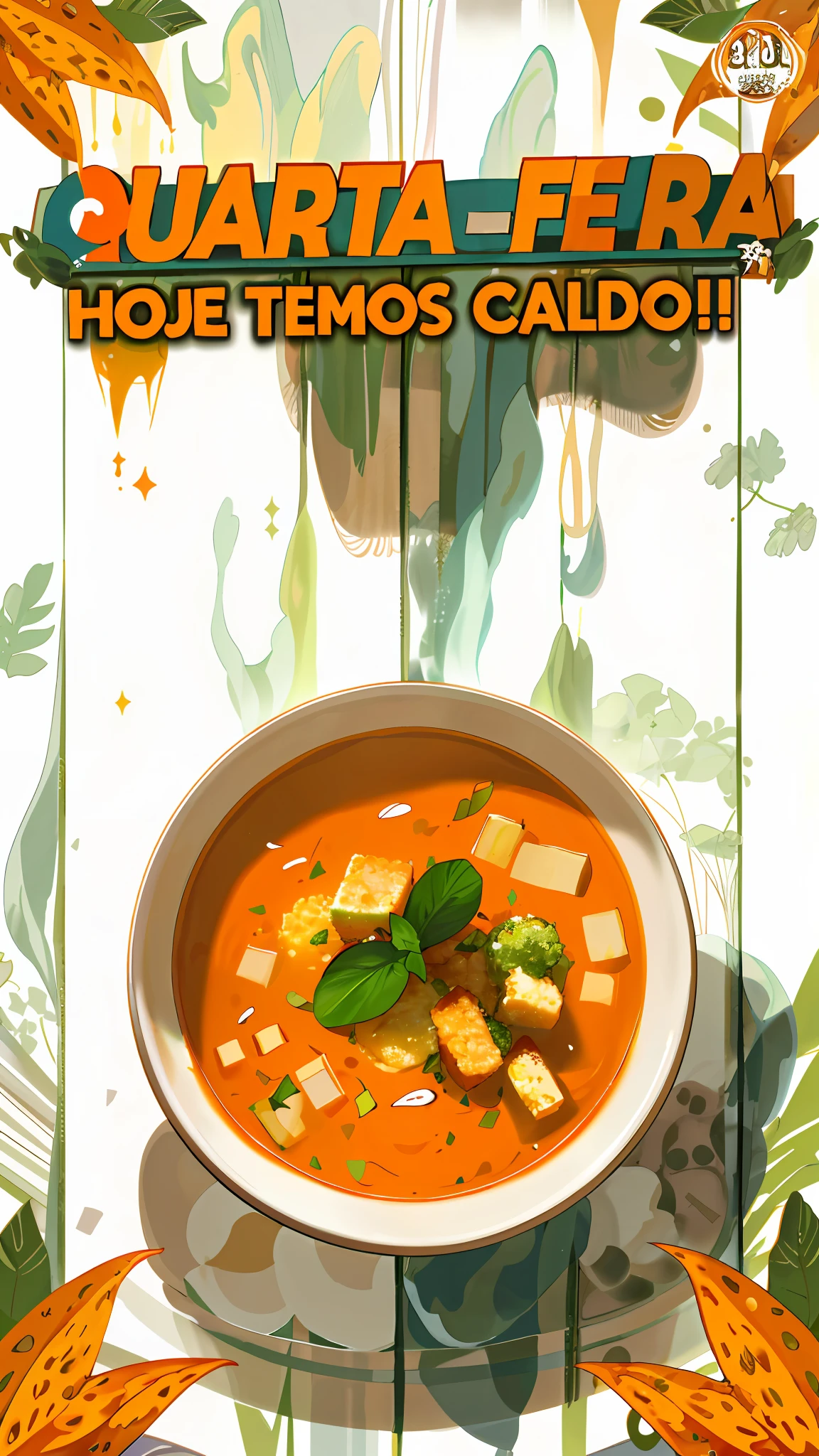there is a poster with a bowl of soup and croutons, niele toroni, inspired by Tamas Galambos, tomas sanchez, humus, 2045, inspired by Carpoforo Tencalla, alphonse, by Carlos Saenz de Tejada, gastronomy magazine, hollósy simon, paul heaston, senor salme