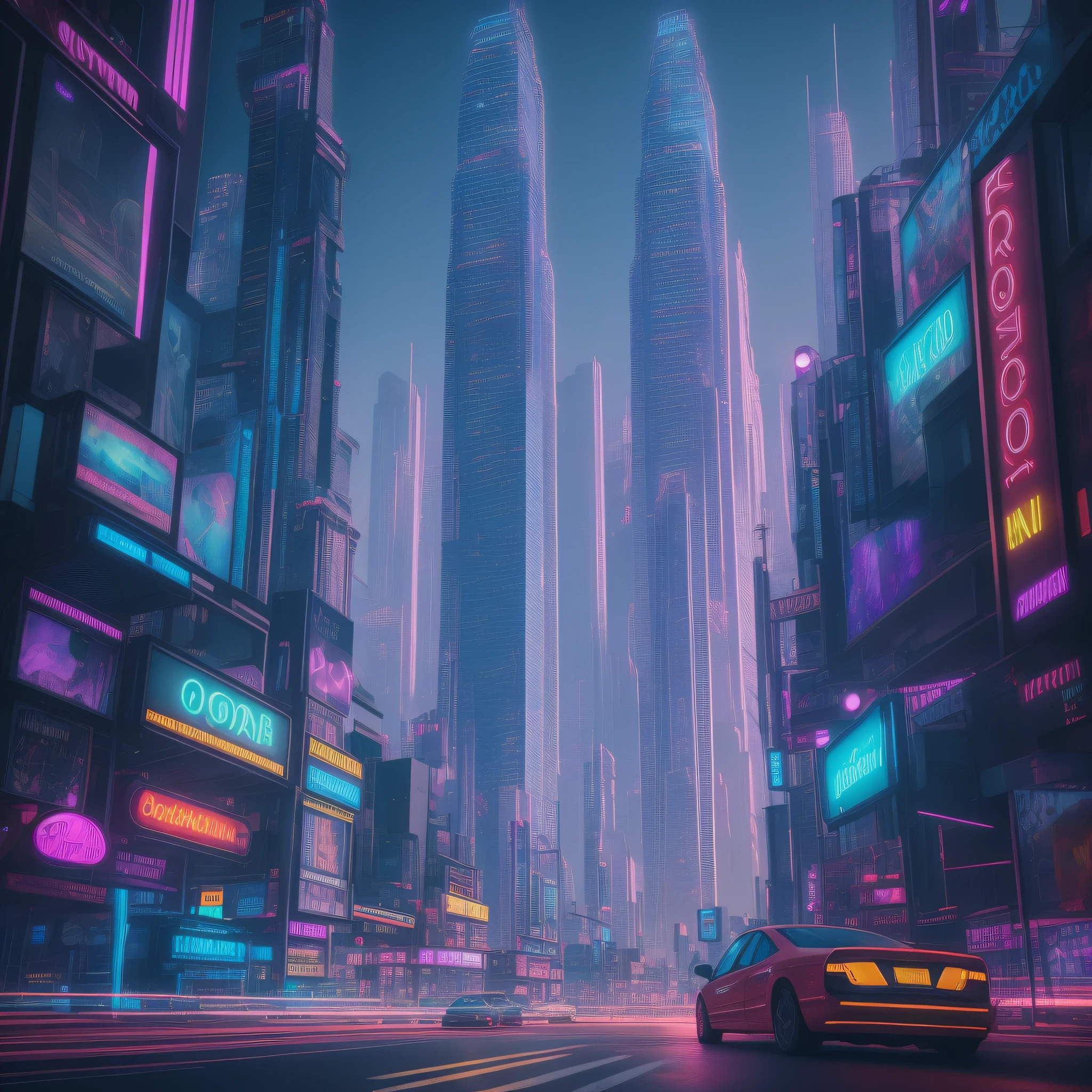 ((Realistic)), ((cityscape)), ((best quality)), a surreal and mesmerizing dream cityscape featuring towering skyscrapers, neon lights, and busy streets. The soft ambient light and neon hues create an otherworldly atmosphere that is both futuristic and nostalgic. The 3D modeling is incredibly detailed, with every building, street, and light rendered with stunning realism. The vibrant colors and surreal elements of the scene make it a masterpiece of modern art. Created using Octane Render, the artwork is of the highest quality and resolution, with every detail of the cityscape rendered in stunning clarity. On eye level, scenic, masterpiece.