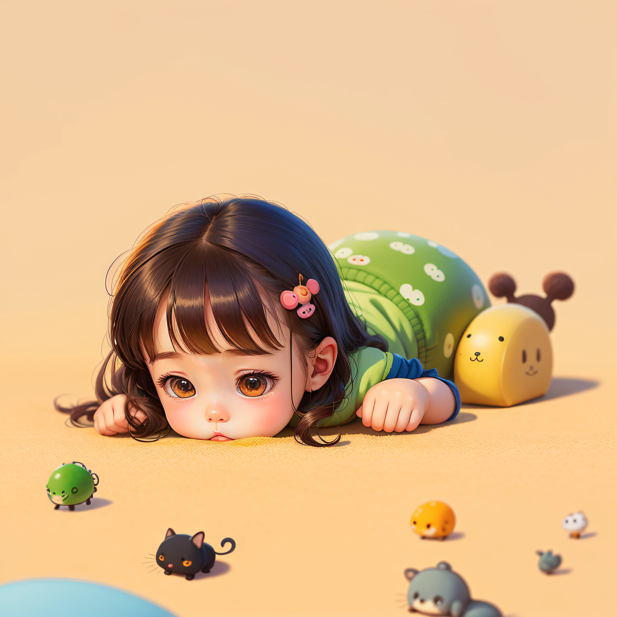 a drawing of a girl laying on her stomach with her hands on her head, cute illustration, cute detailed artwork, funny illustration, cute detailed digital art, crawling on the ground, cute artwork, adorable digital painting, crawling, by Yi Insang, illustrative art, by Ni Duan, by Oton Gliha, fabulous illustrations