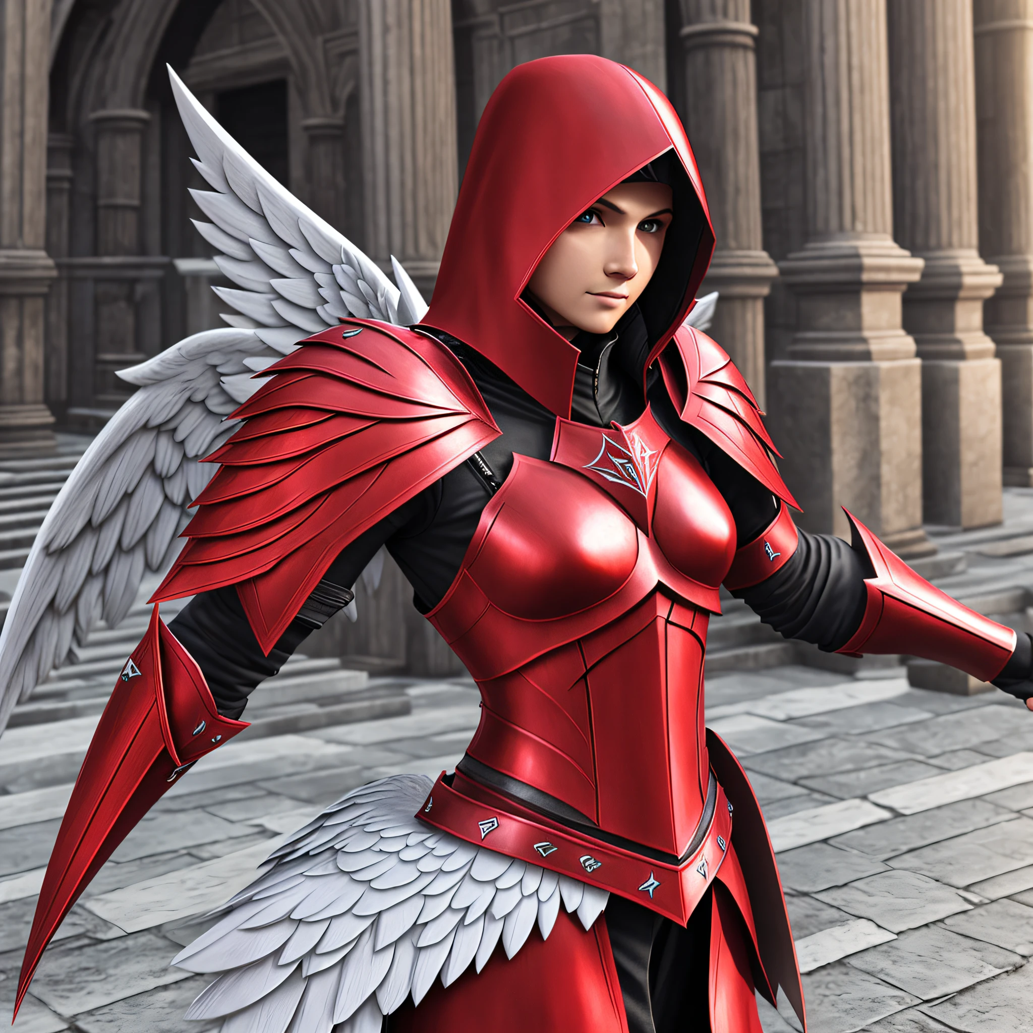ANGEL TEMPLAR HOOD RED ARMOR WINGS 3D REALISTIC --auto --s2