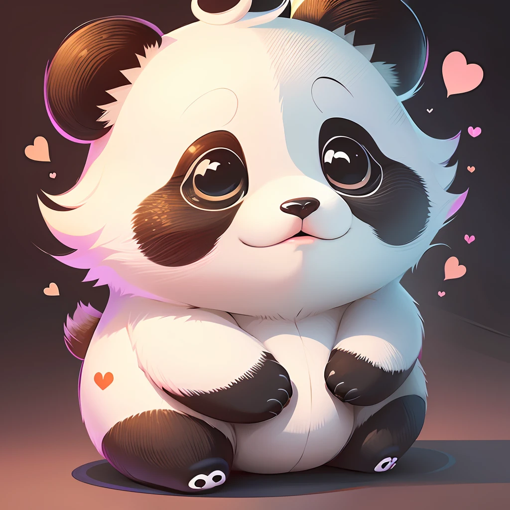 1 panda, cartoon style illustration, little color transition, cute panda, cute, emote, emoji, ((white ending)), panda bear, in love, heart, cute drawing --auto --s2